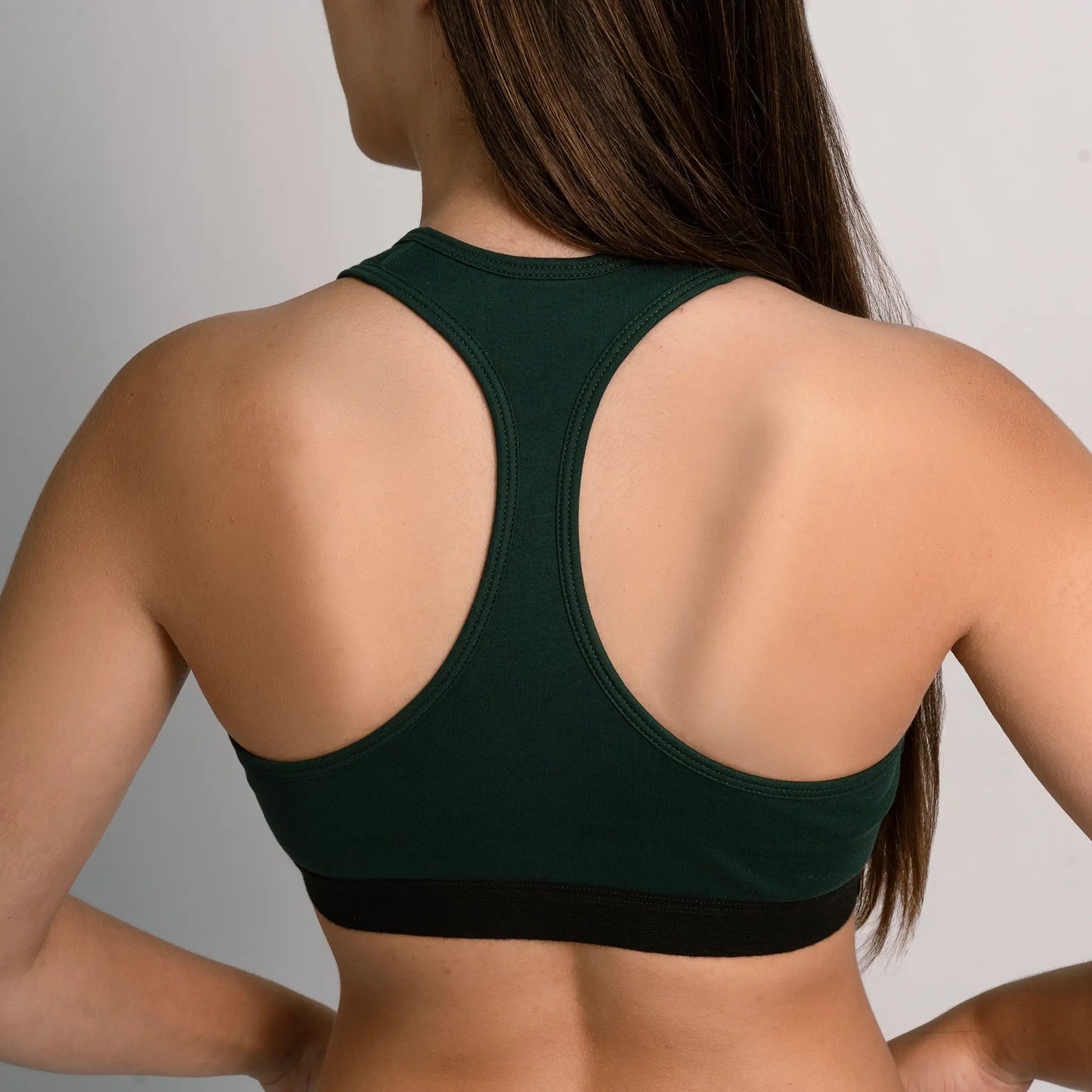 womens natural fiber sports bra color dark teal