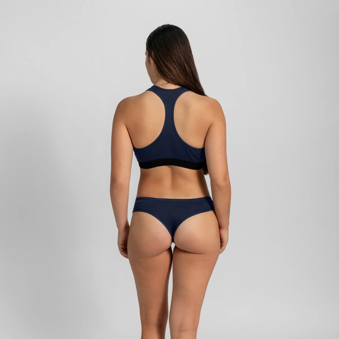 womens natural fiber thong color navy blue