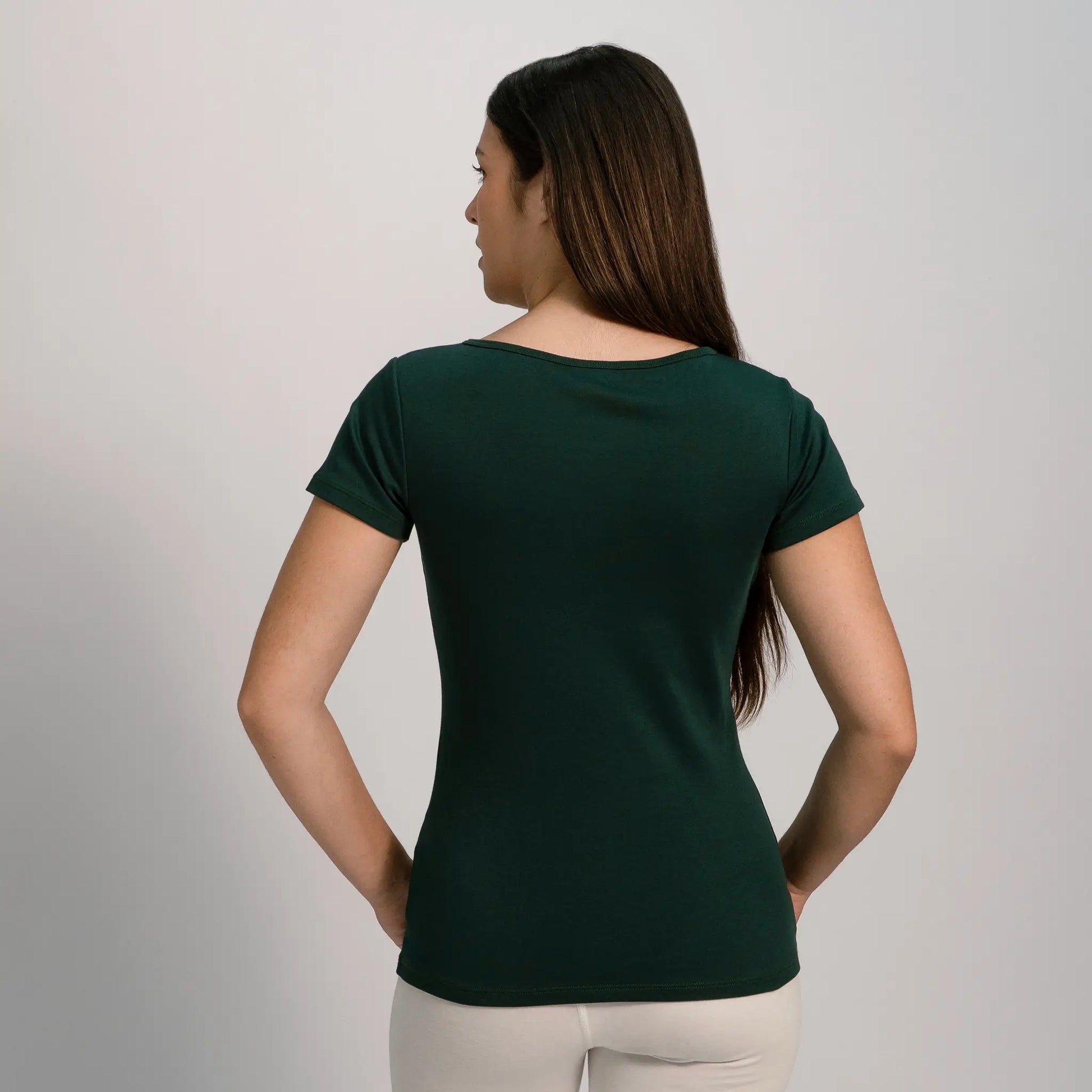 womens natural fiber tshirt vneck color dark teal