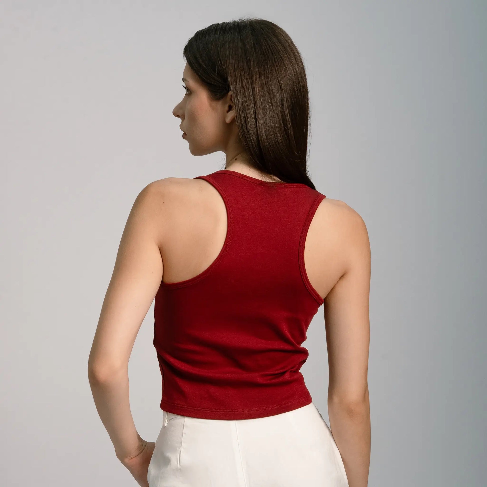 womens natural product short tank color maroon