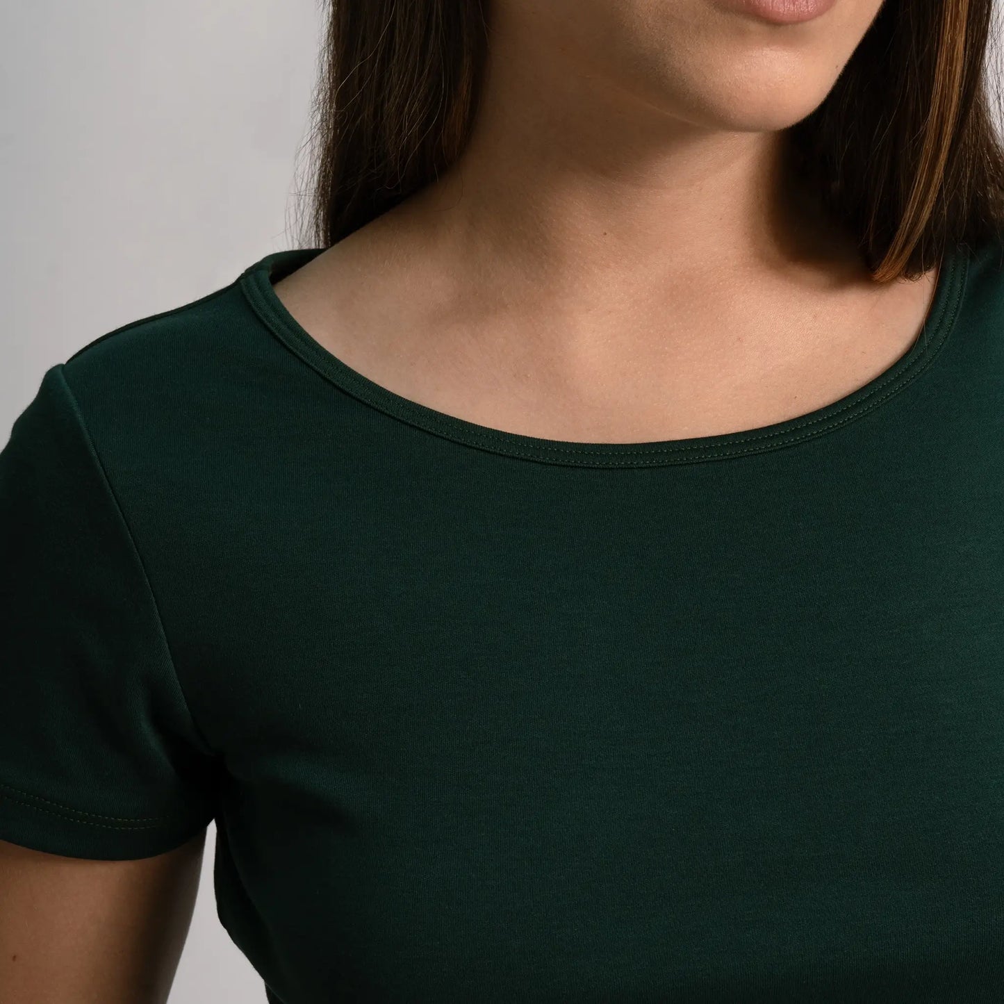 womens natural product tshirt crew neck color dark teal