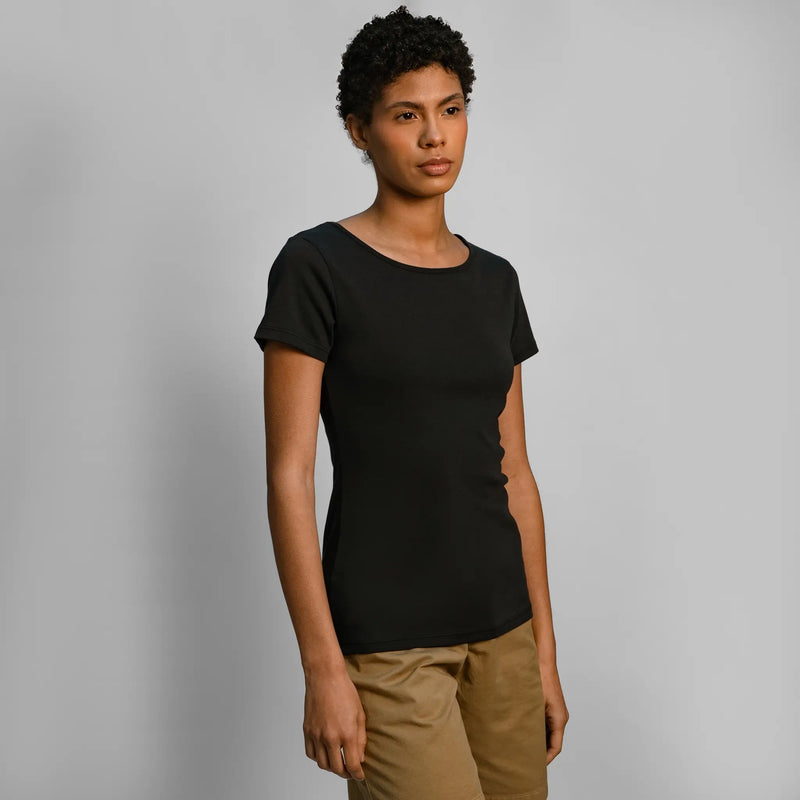 womens organic cotton crew neck color black