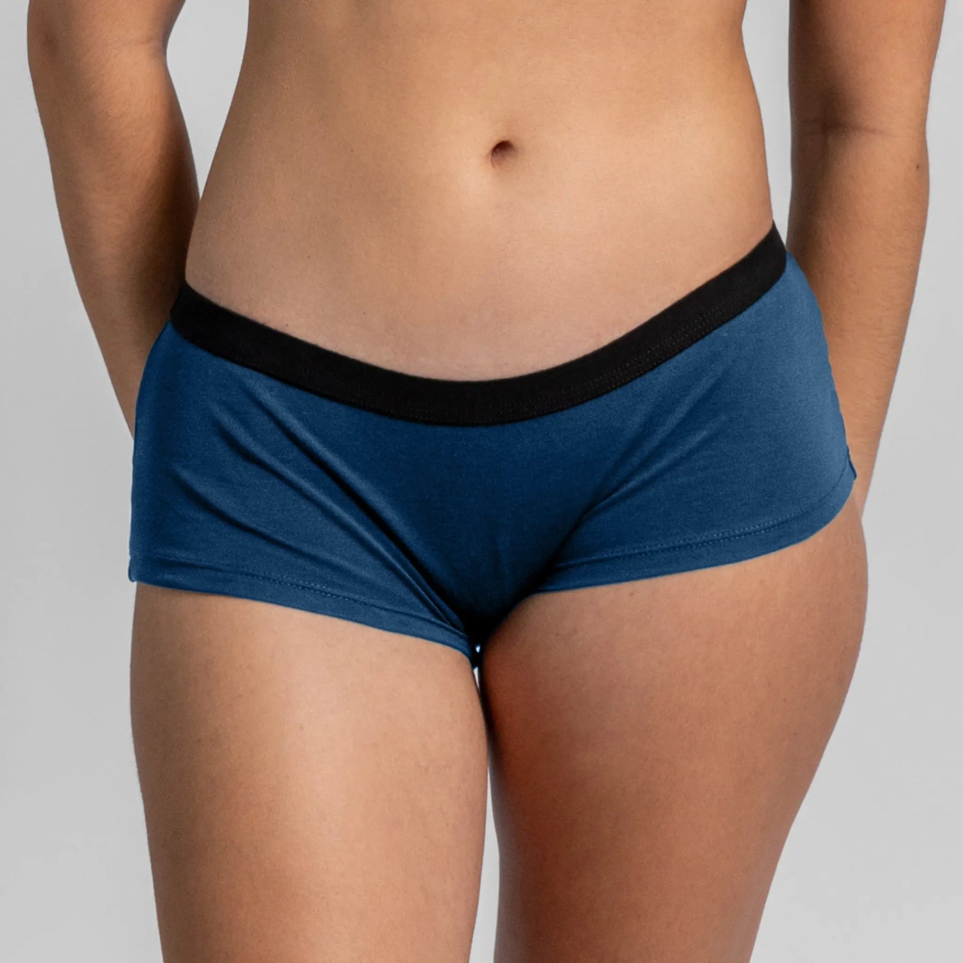 womens organic cotton fabric panties color natural blue
