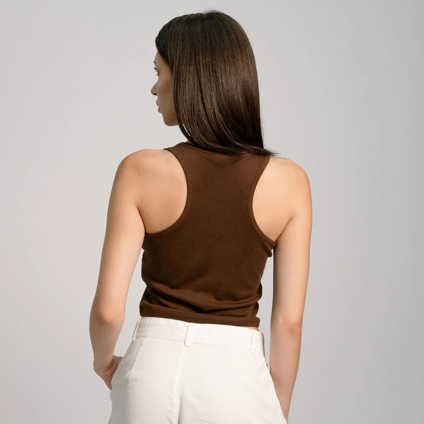 womens organic cotton fabric short tank color brown