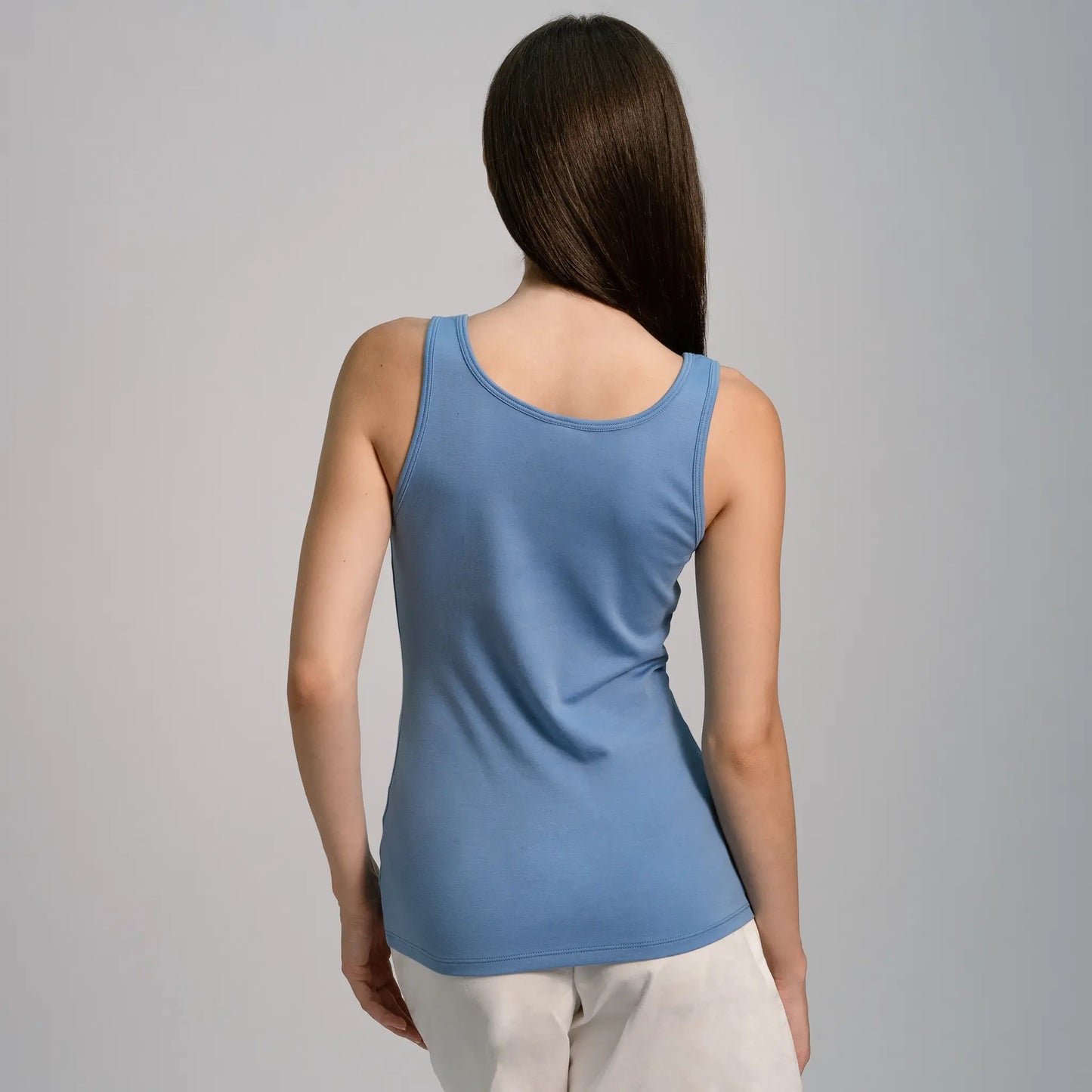 womens organic cotton fabric tank top color sky blue