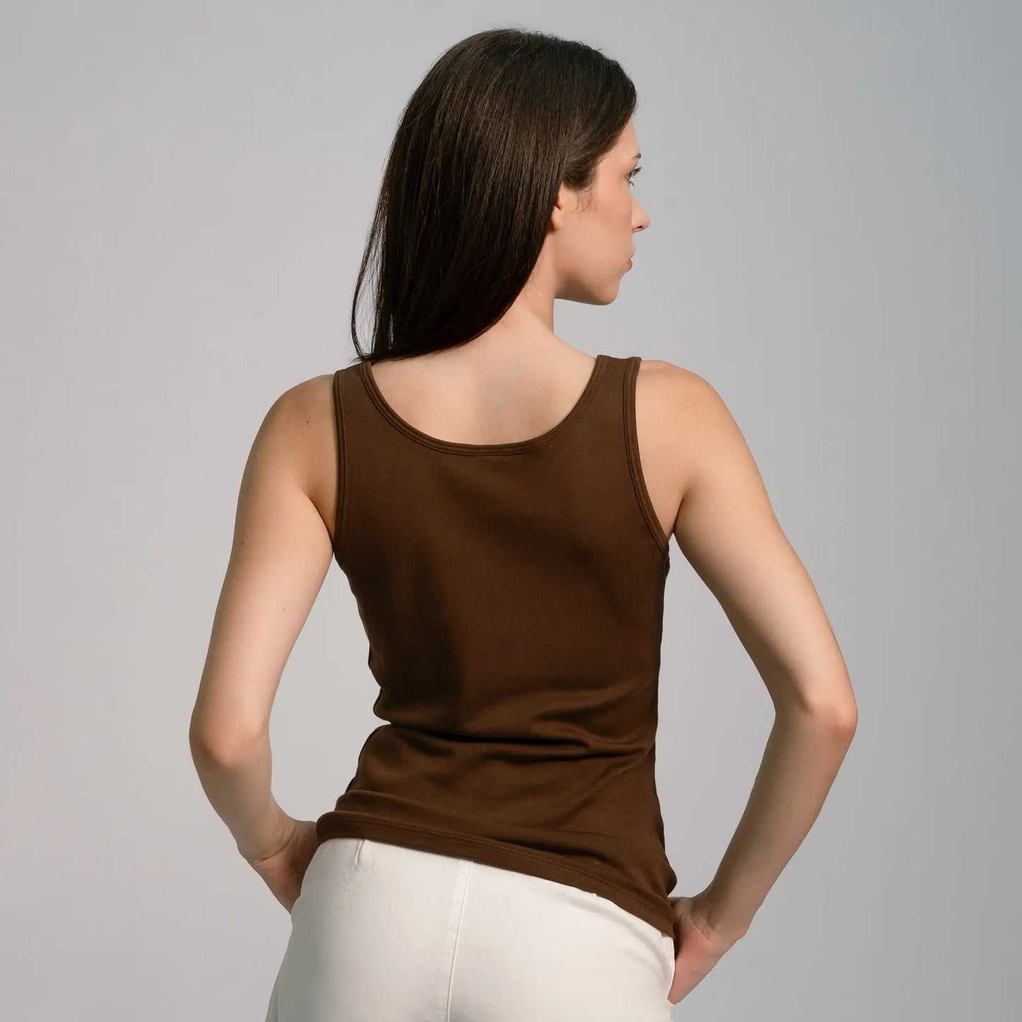 womens organic cotton tank top color brown
