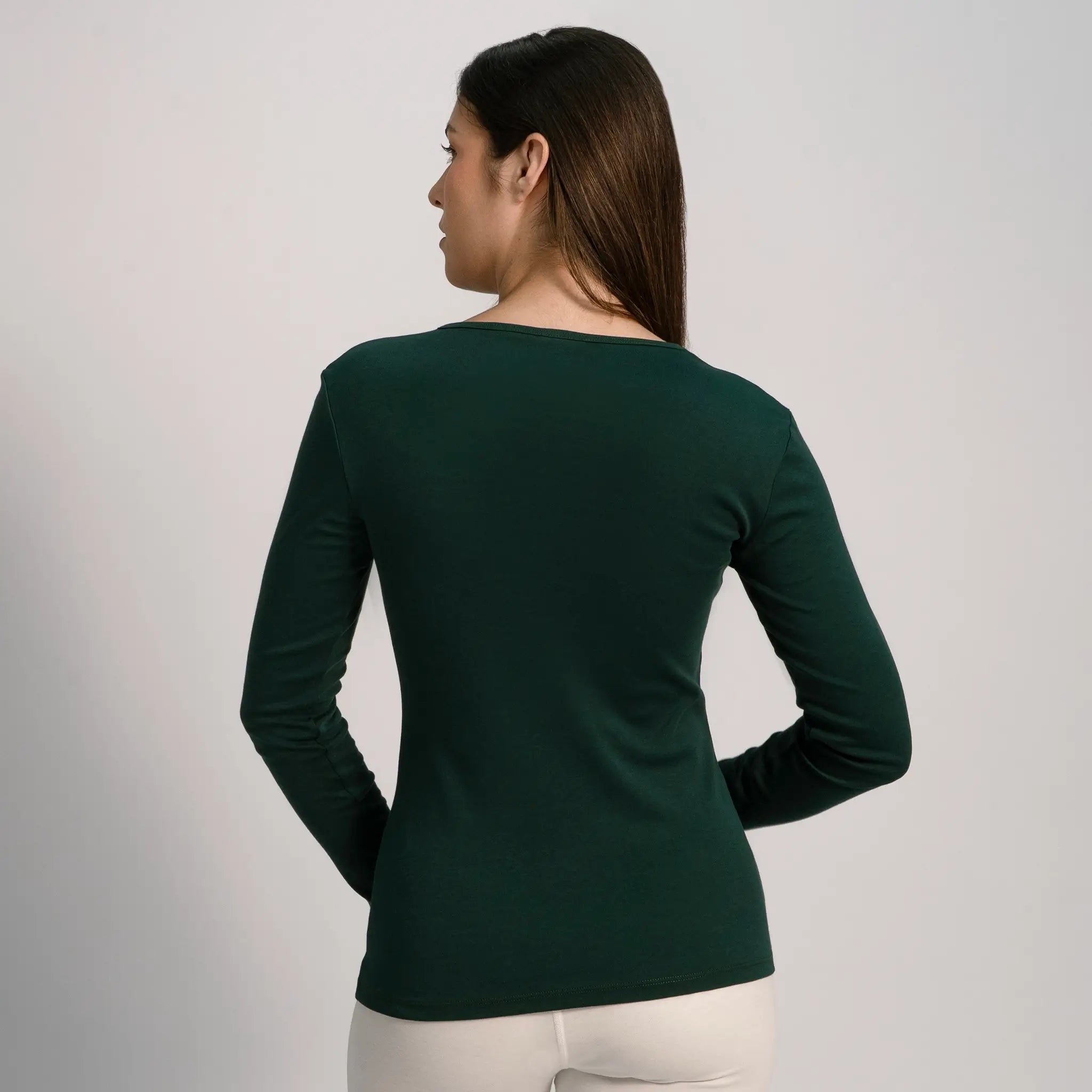 womens organic cotton tshirt long sleeve color dark teal