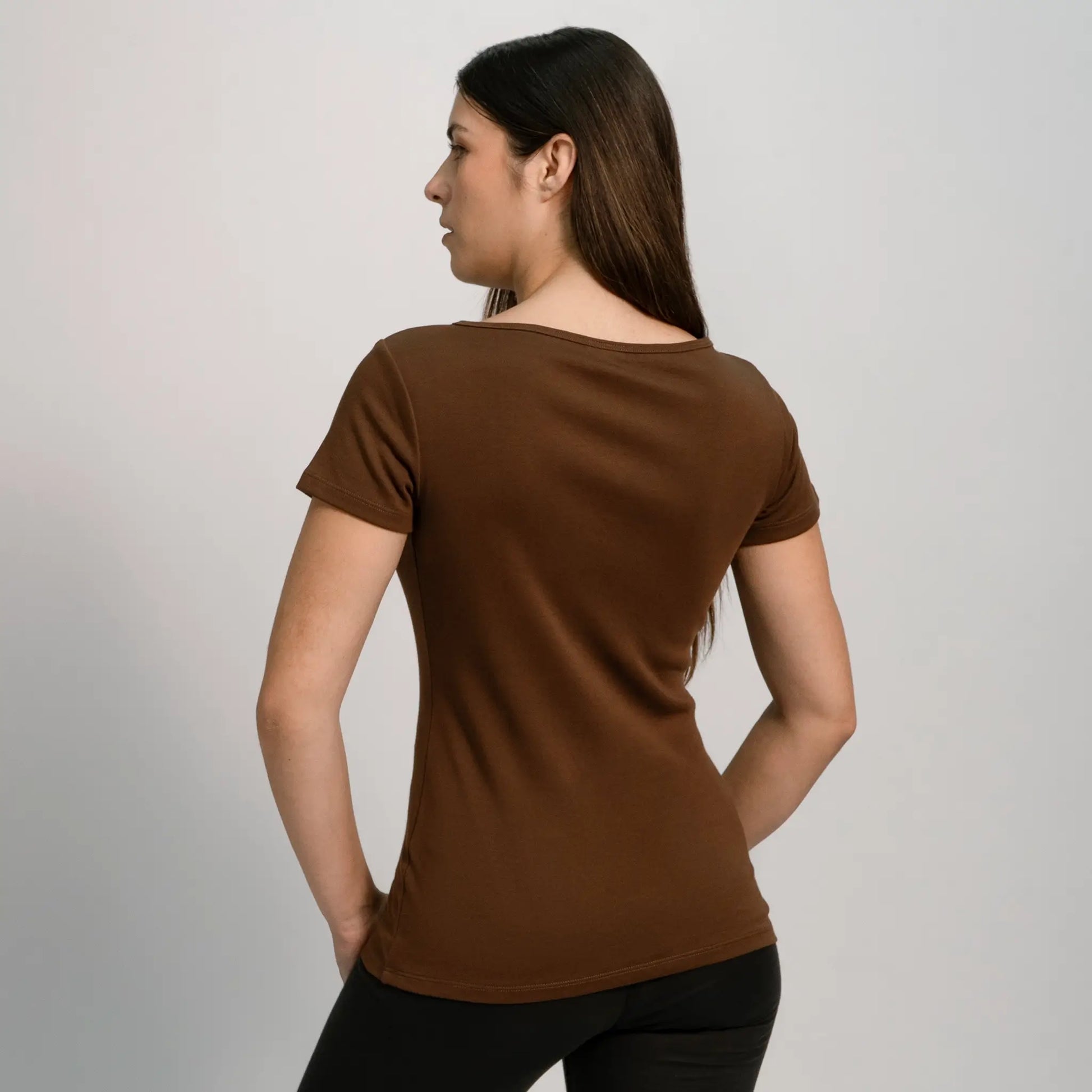 womens organic cotton tshirt vneck color brown