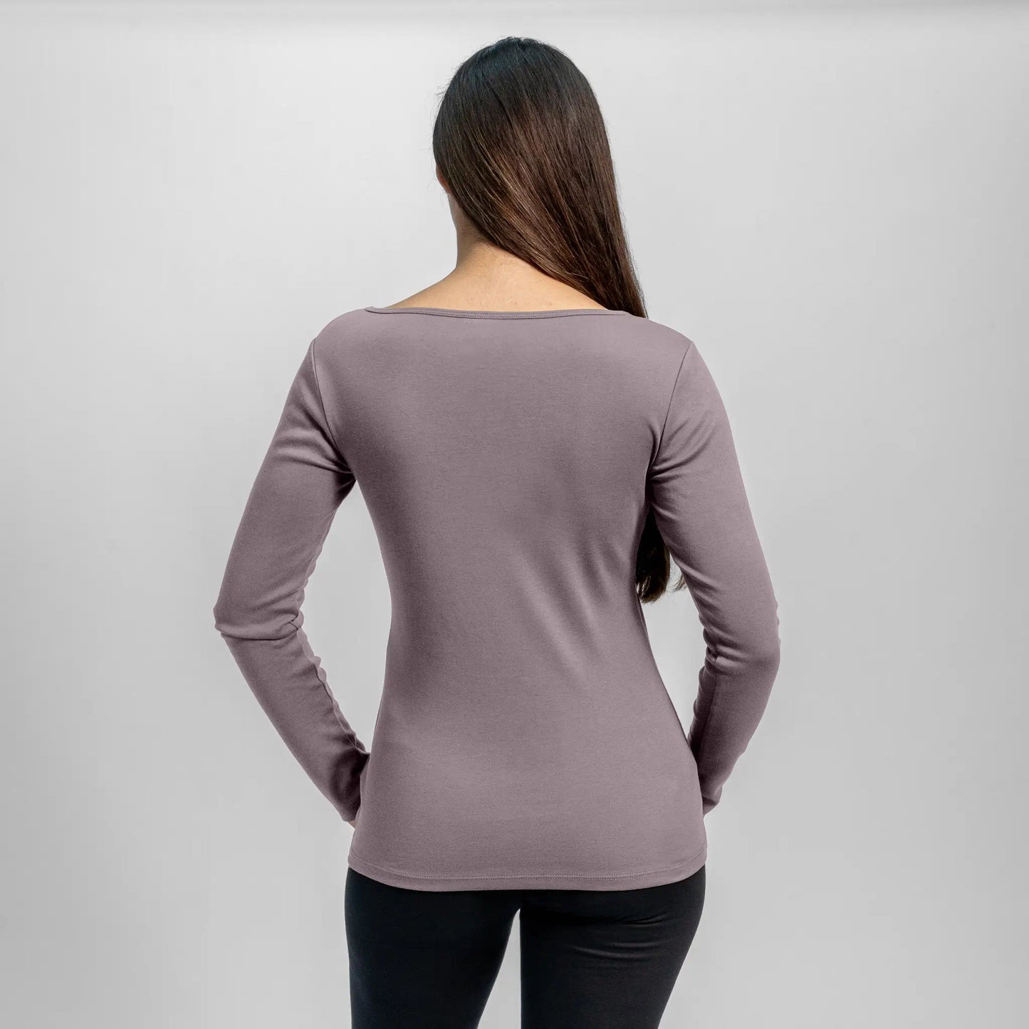 womens pima cotton scoop neck long sleeve color natural gray