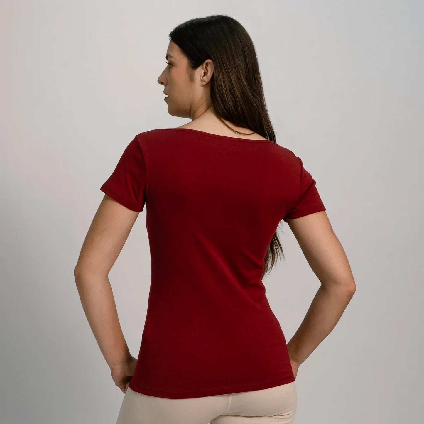 womens plain tshirt vneck color maroon