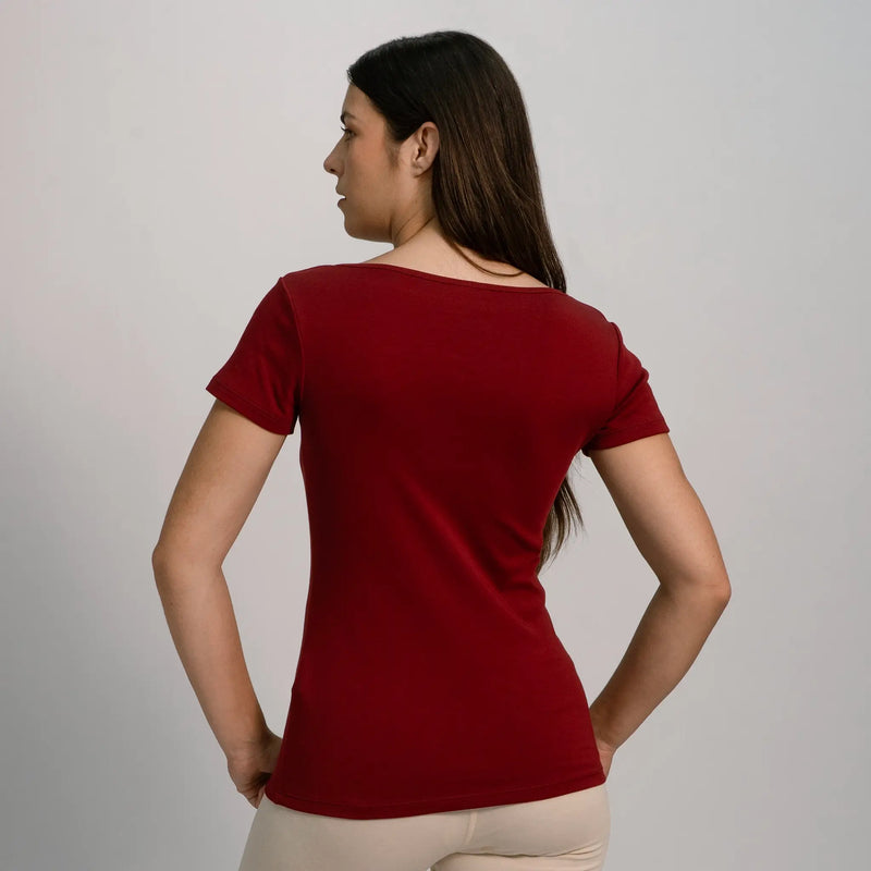 womens plain tshirt vneck color maroon