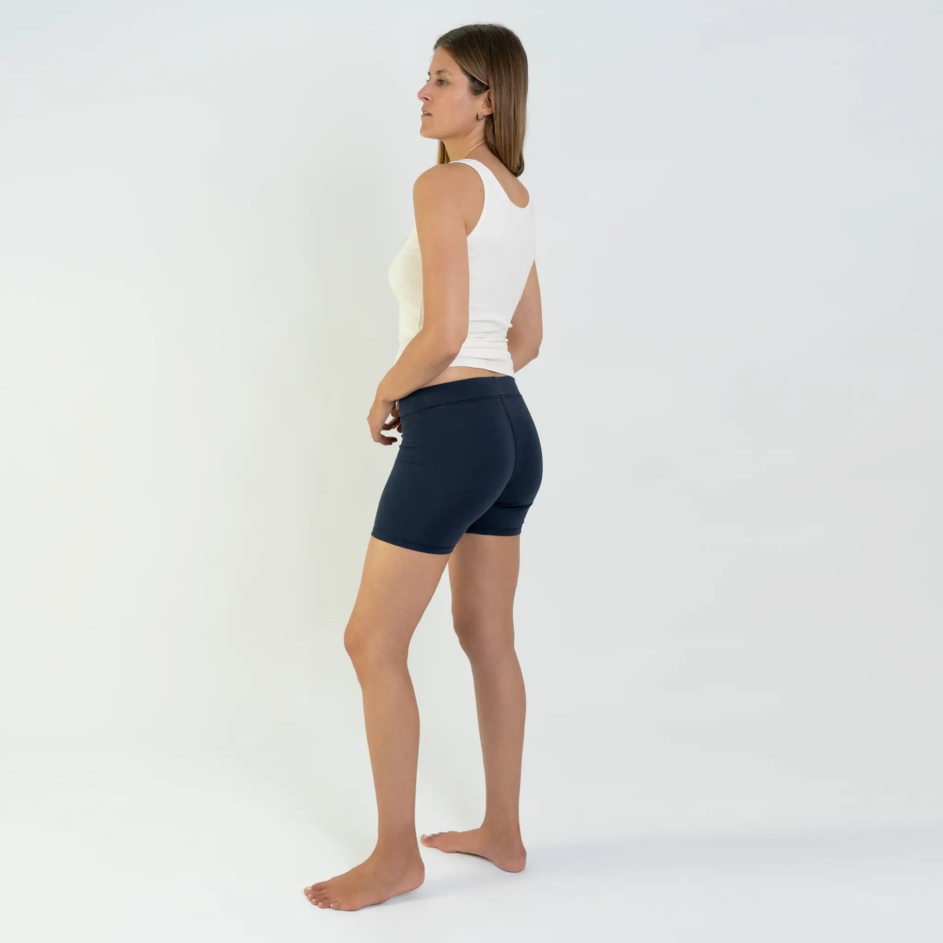 womens silky soft biker shorts color navy blue