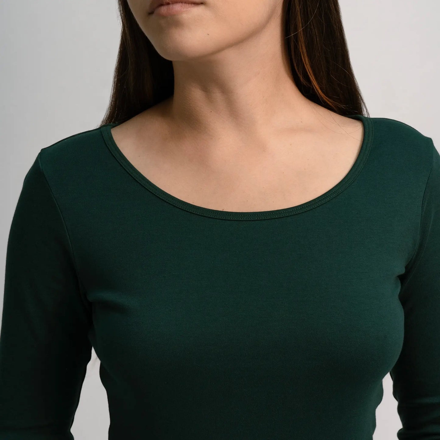 womens silky soft scoop neck long sleeve color dark teal