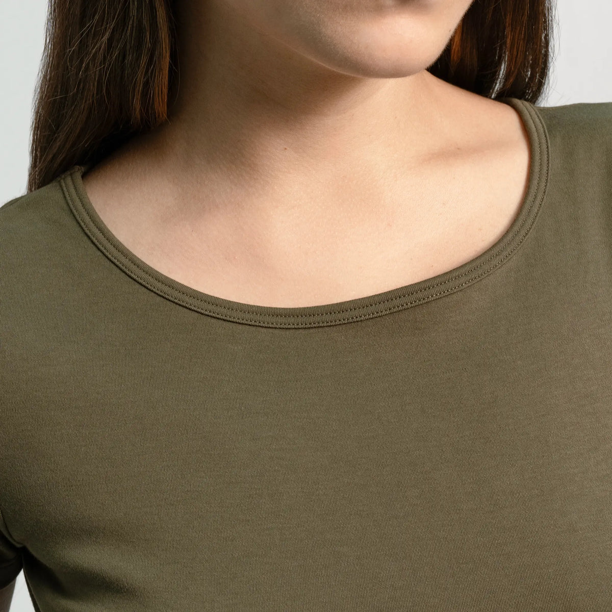 womens silky soft tshirt crew neck color green