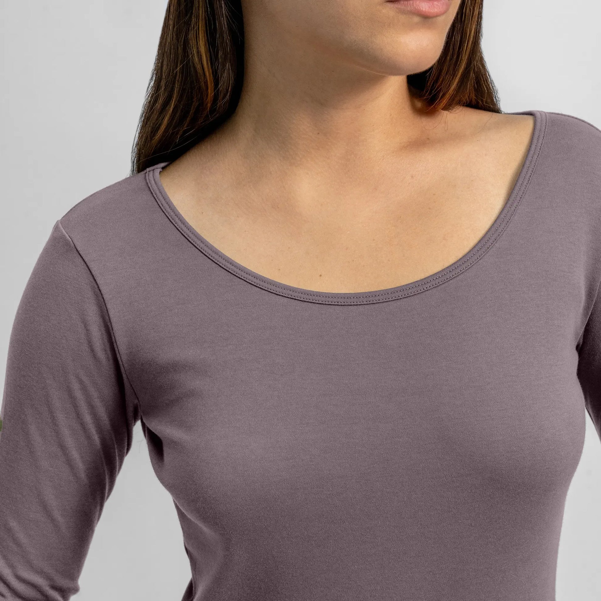 womens single origin scoop neck long sleeve color natural gray