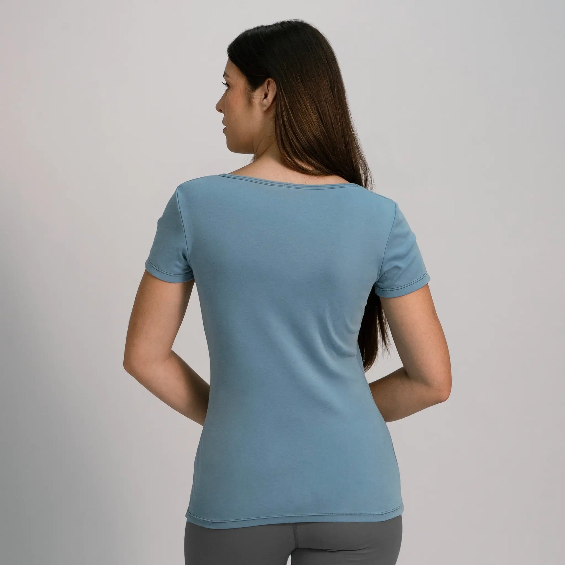 womens single origin tshirt crew neck color sky blue