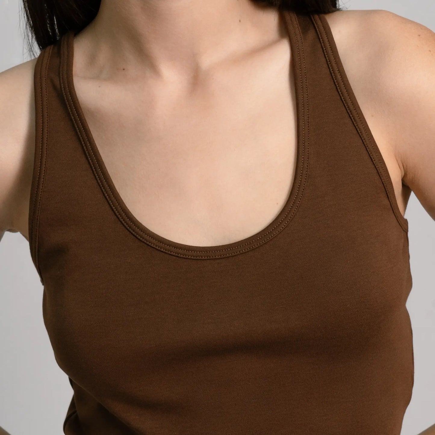 womens smooth pima cotton short tank color brown