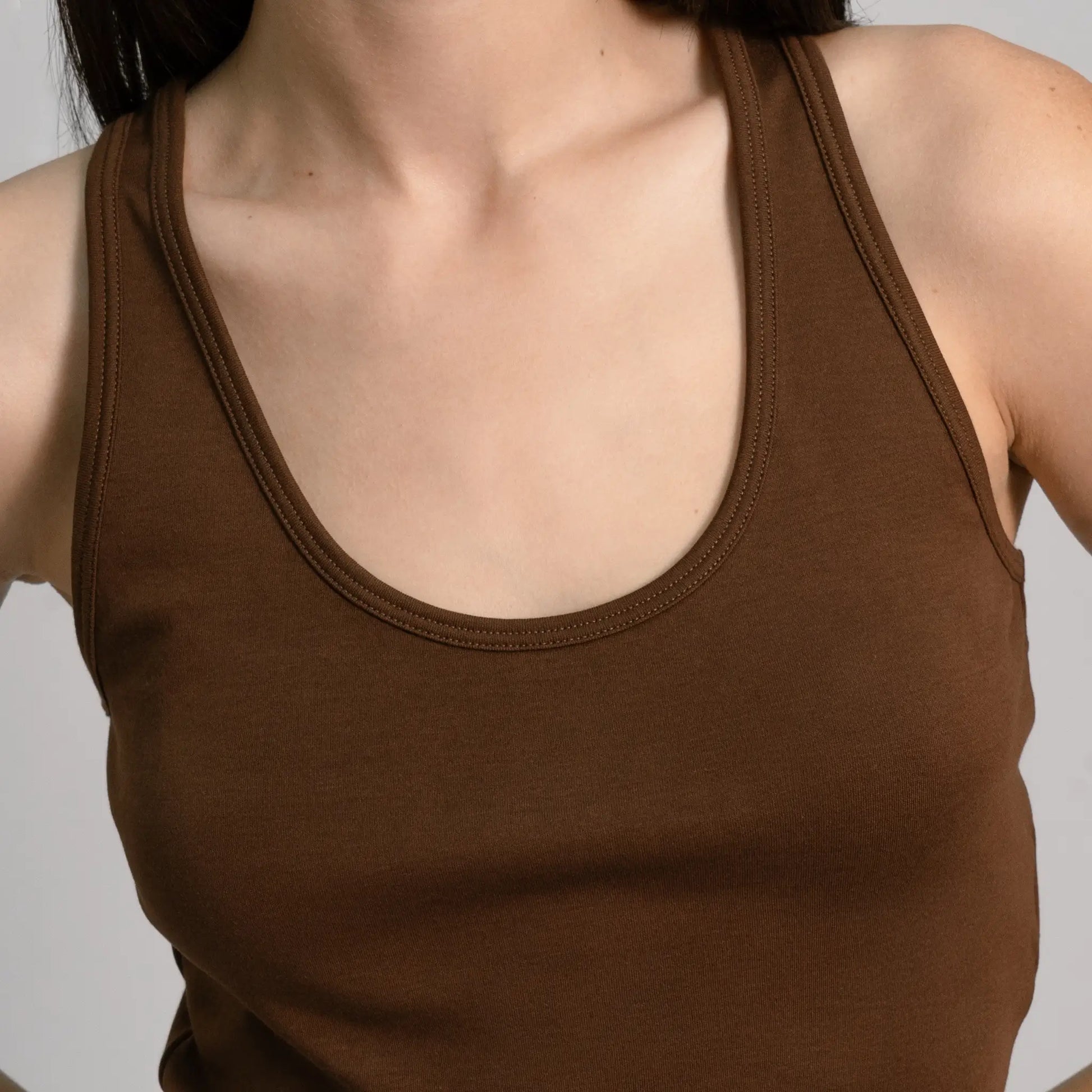 womens smooth pima cotton short tank color brown