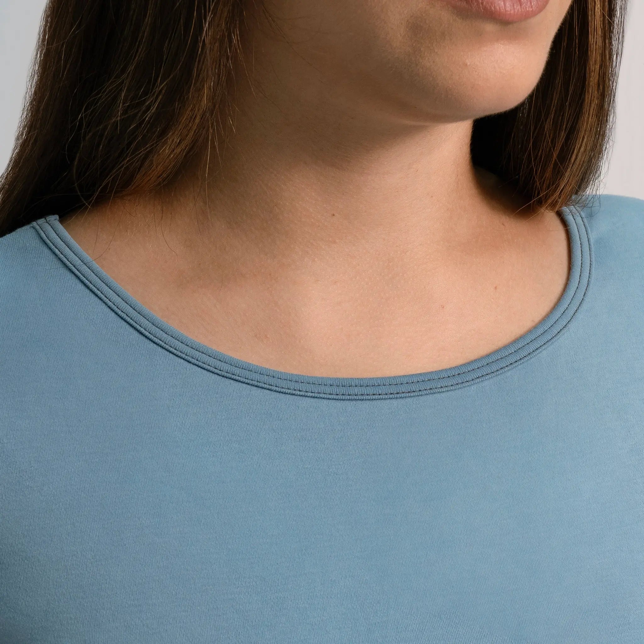womens smooth pima cotton tshirt crew neck color sky blue