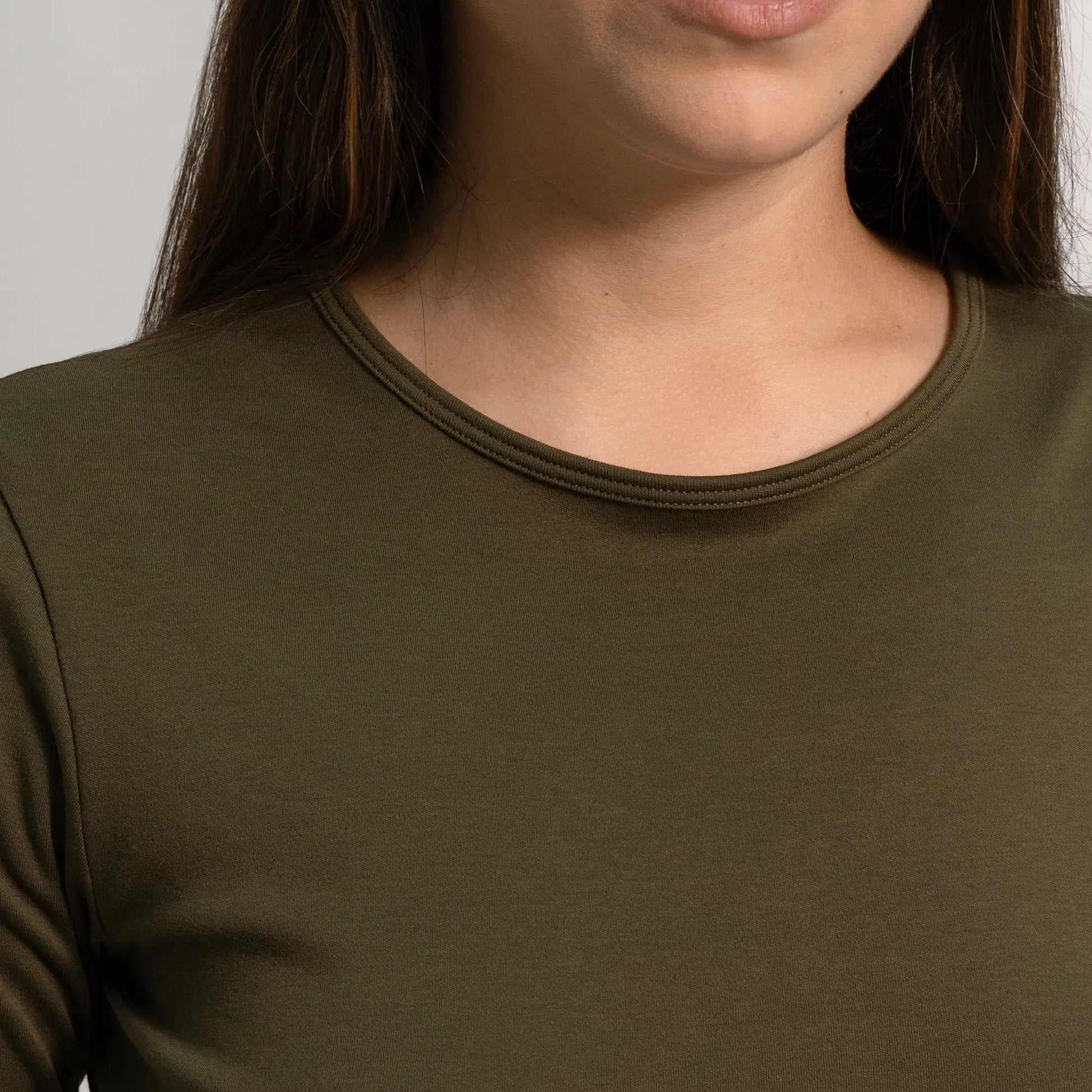womens smooth pima cotton tshirt long sleeve color green