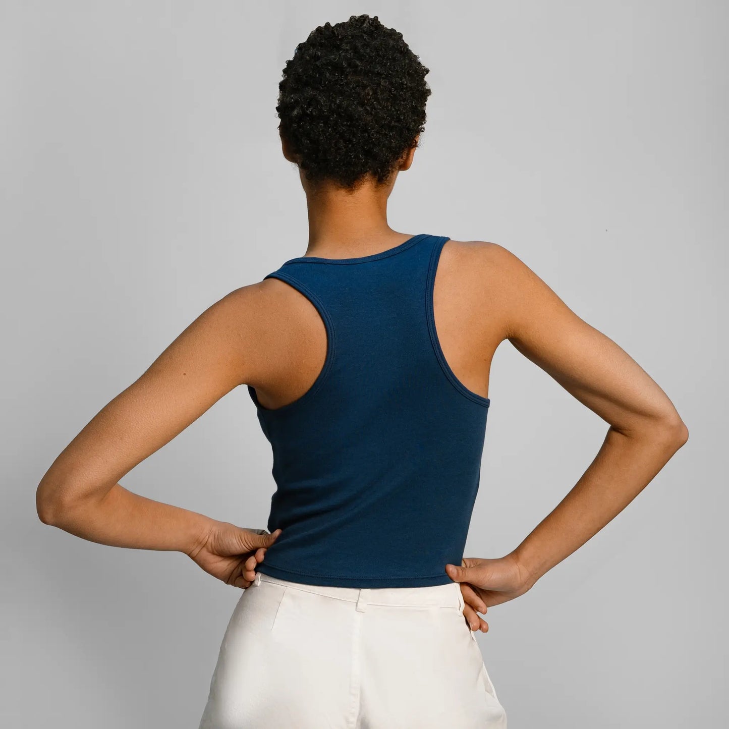 womens soft pima cotton short tank color natural blue