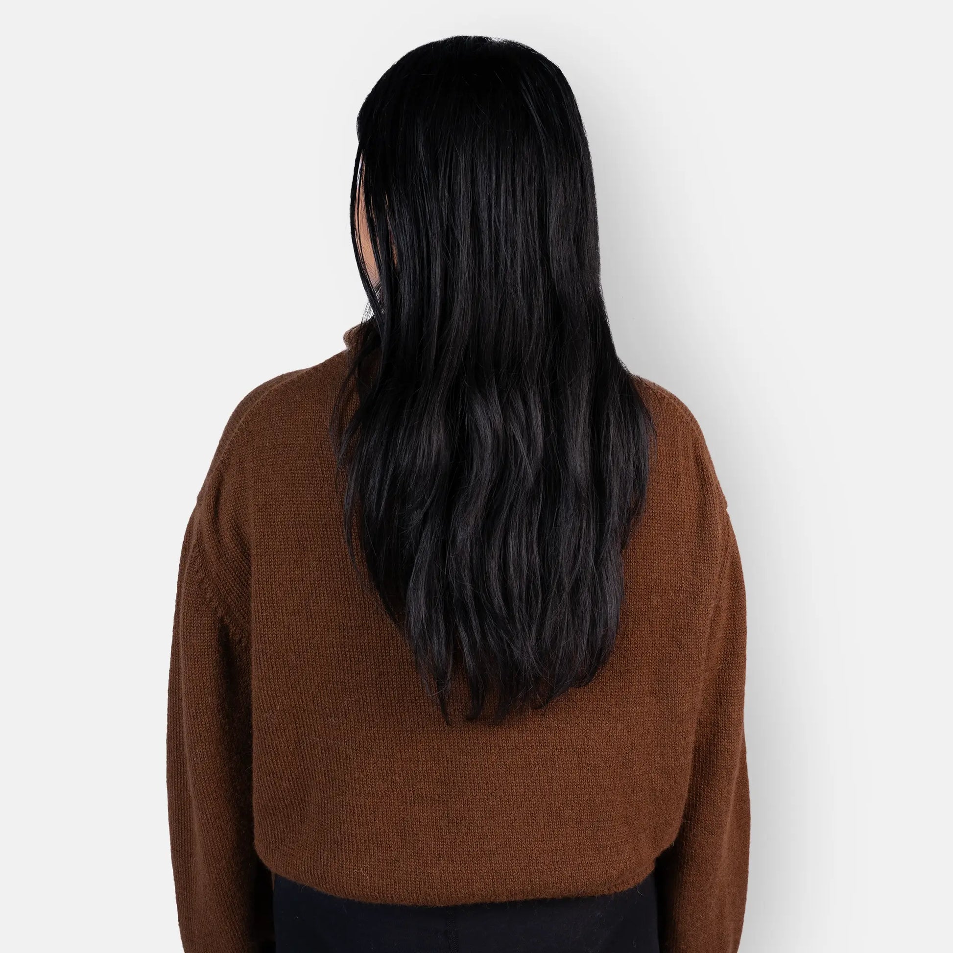 womens sustainable alpaca wool turtleneck sweater color dark brown