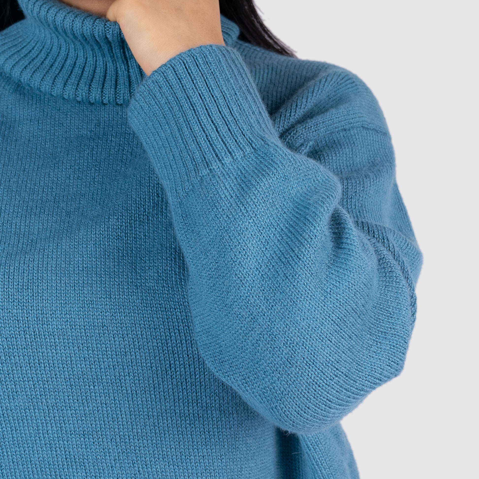 womens sustainable alpaca wool turtleneck sweater color teal