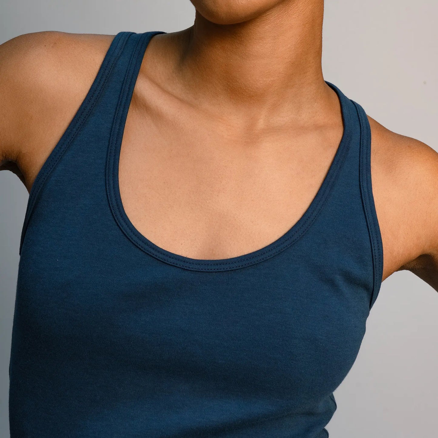 womens sustainable clothing short tank color natural blue