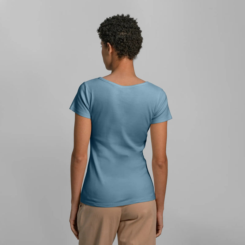 womens sustainable clothing tshirt vneck color natural babyblue