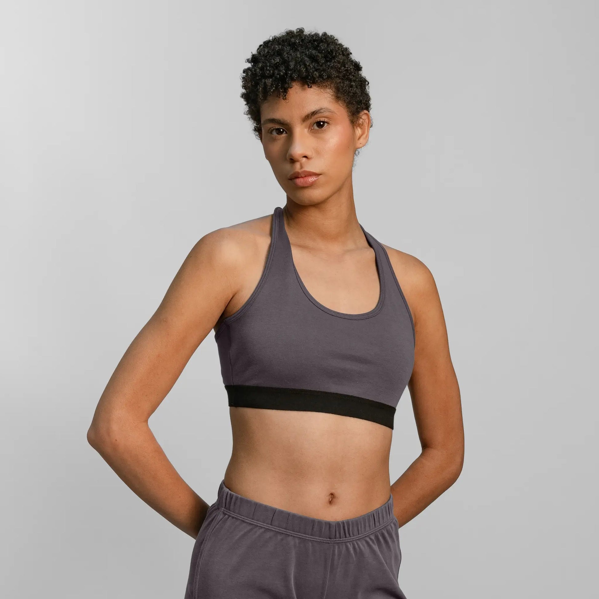 womens sustainable sports bra color gray