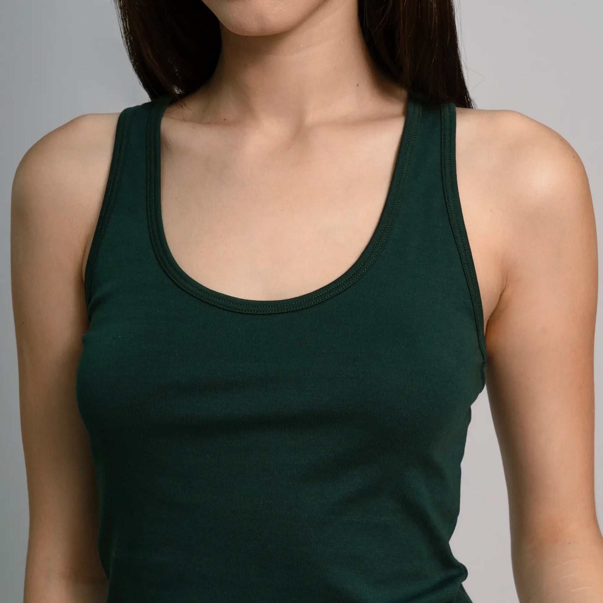 womens sustainable tee short tank color dark teal