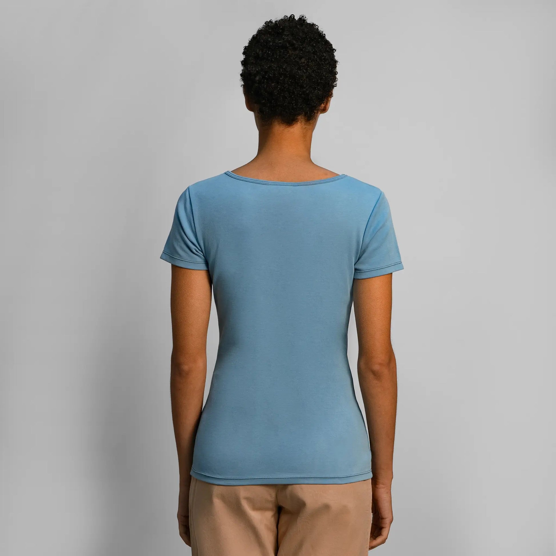 womens sustainable tee tshirt crew neck color natural babyblue