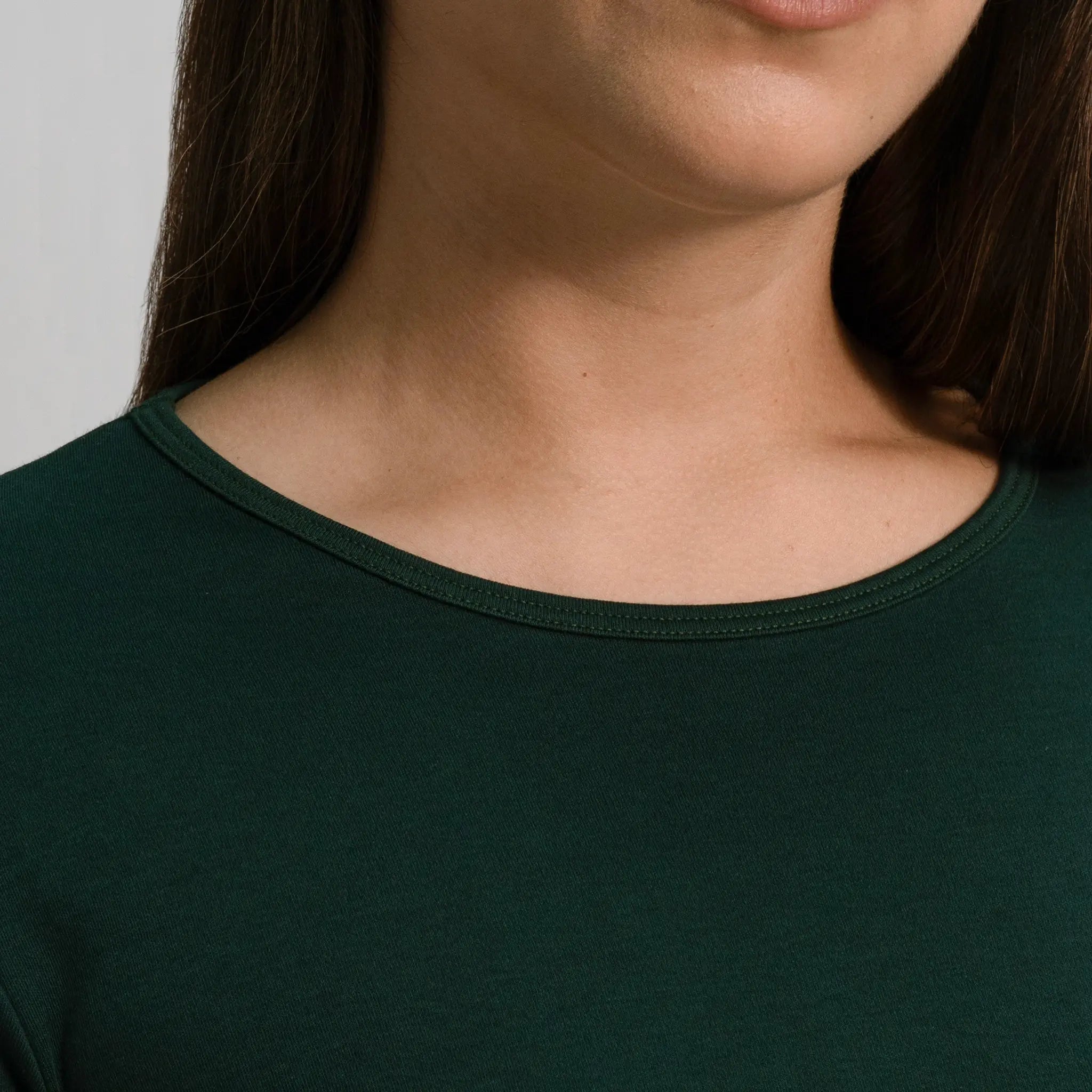 womens sustainable tshirt long sleeve color dark teal