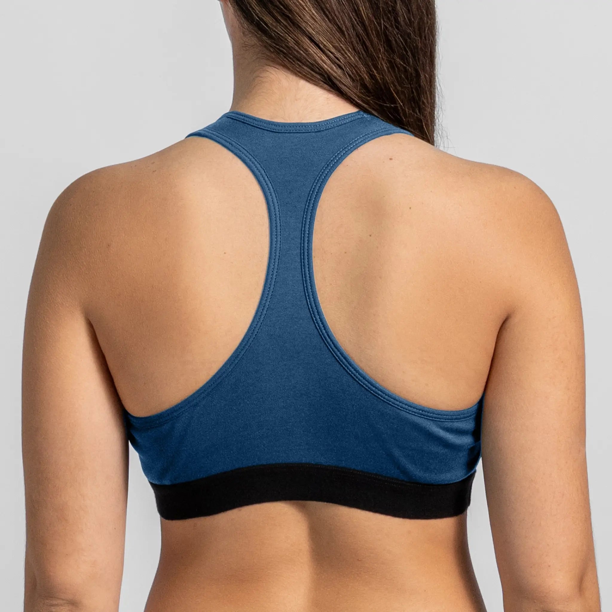 womens ultra soft sports bra color natural blue