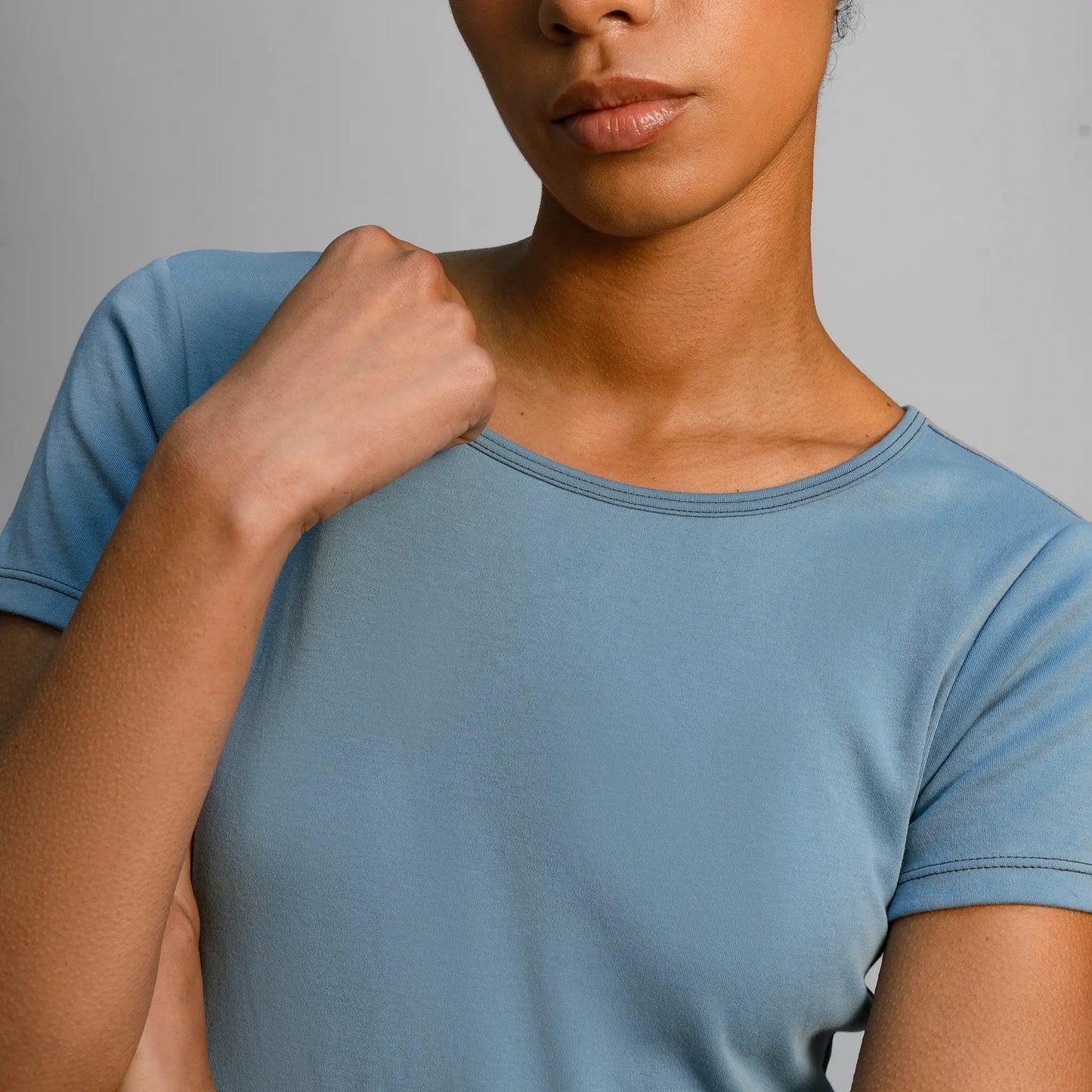 womens ultra soft tshirt crew neck color natural babyblue
