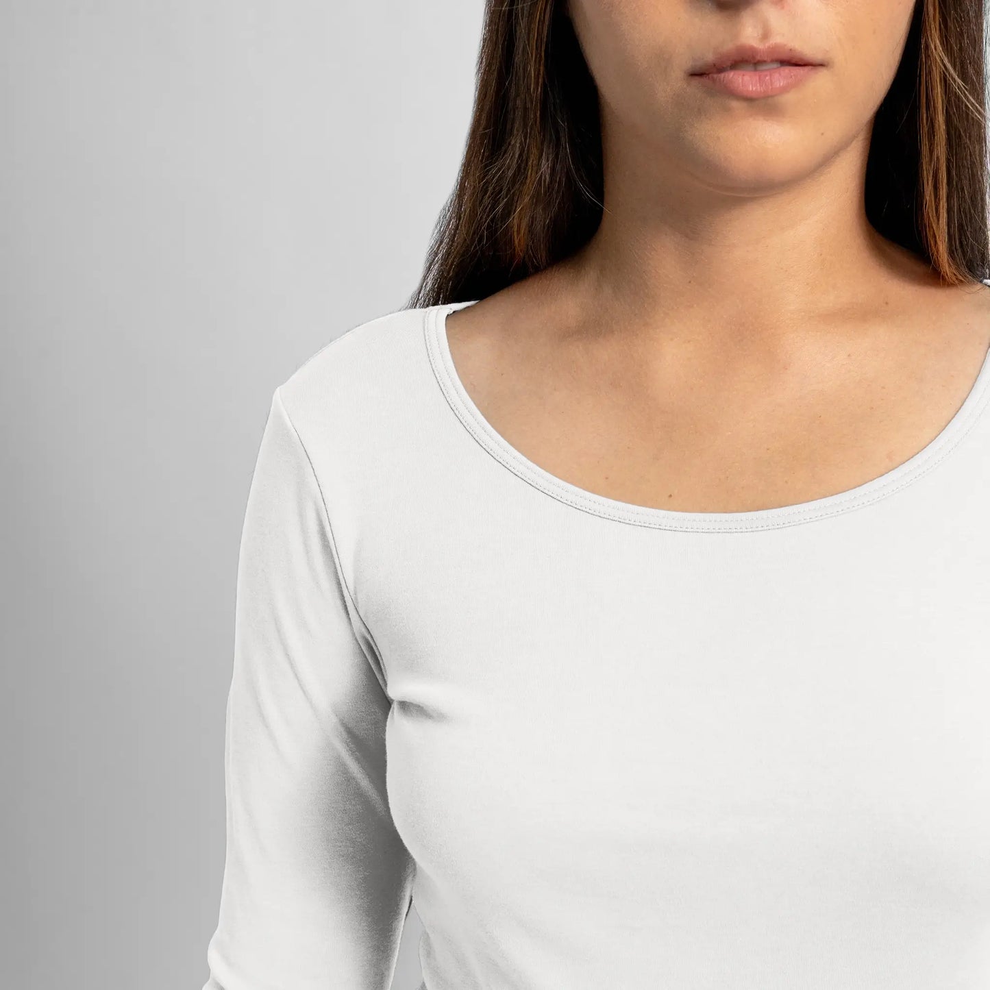 womens versatile design scoop neck long sleeve color white