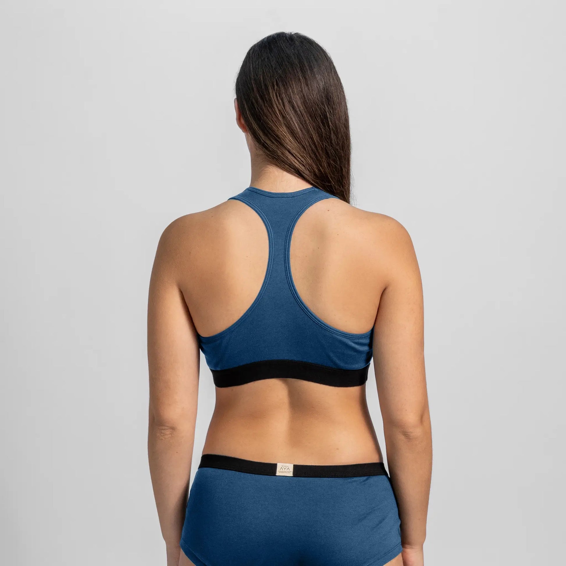 womens versatile design sports bra color natural blue