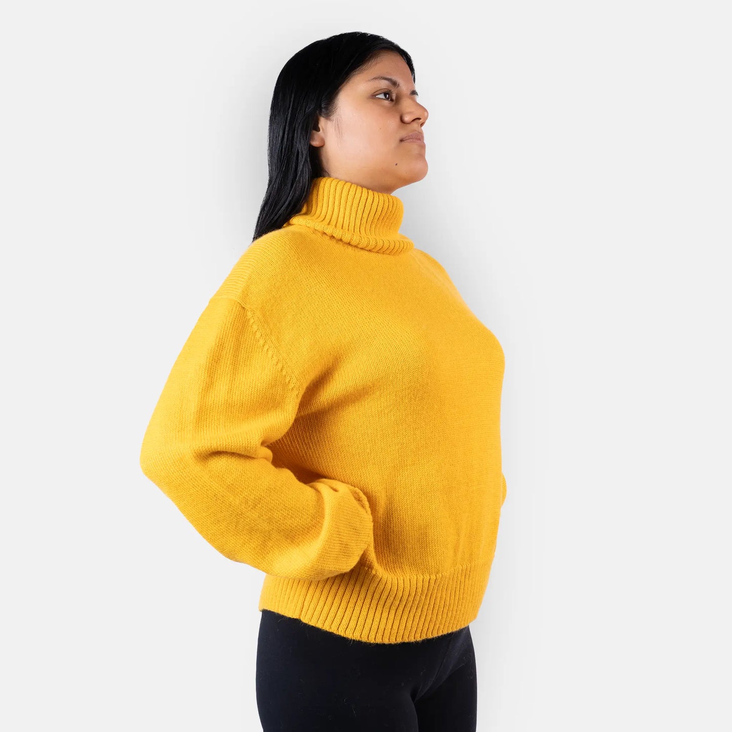 womens warm alpaca wool turtleneck sweater color yellow