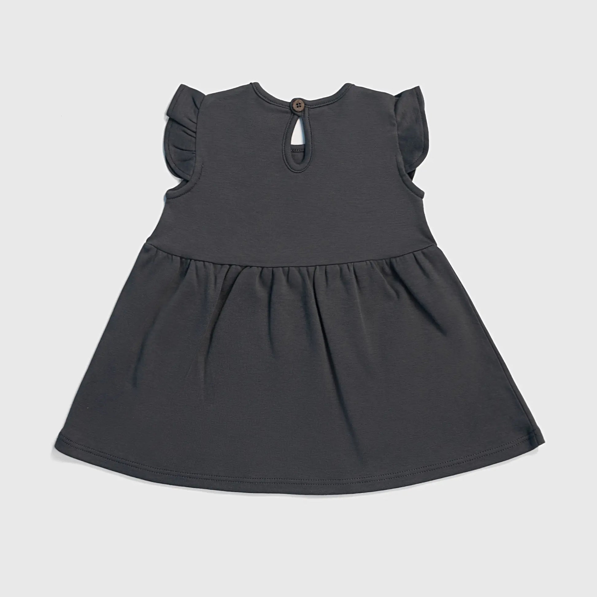 Baby Girl Organic Pima Cotton Flutter Sleeve Dress color Gray