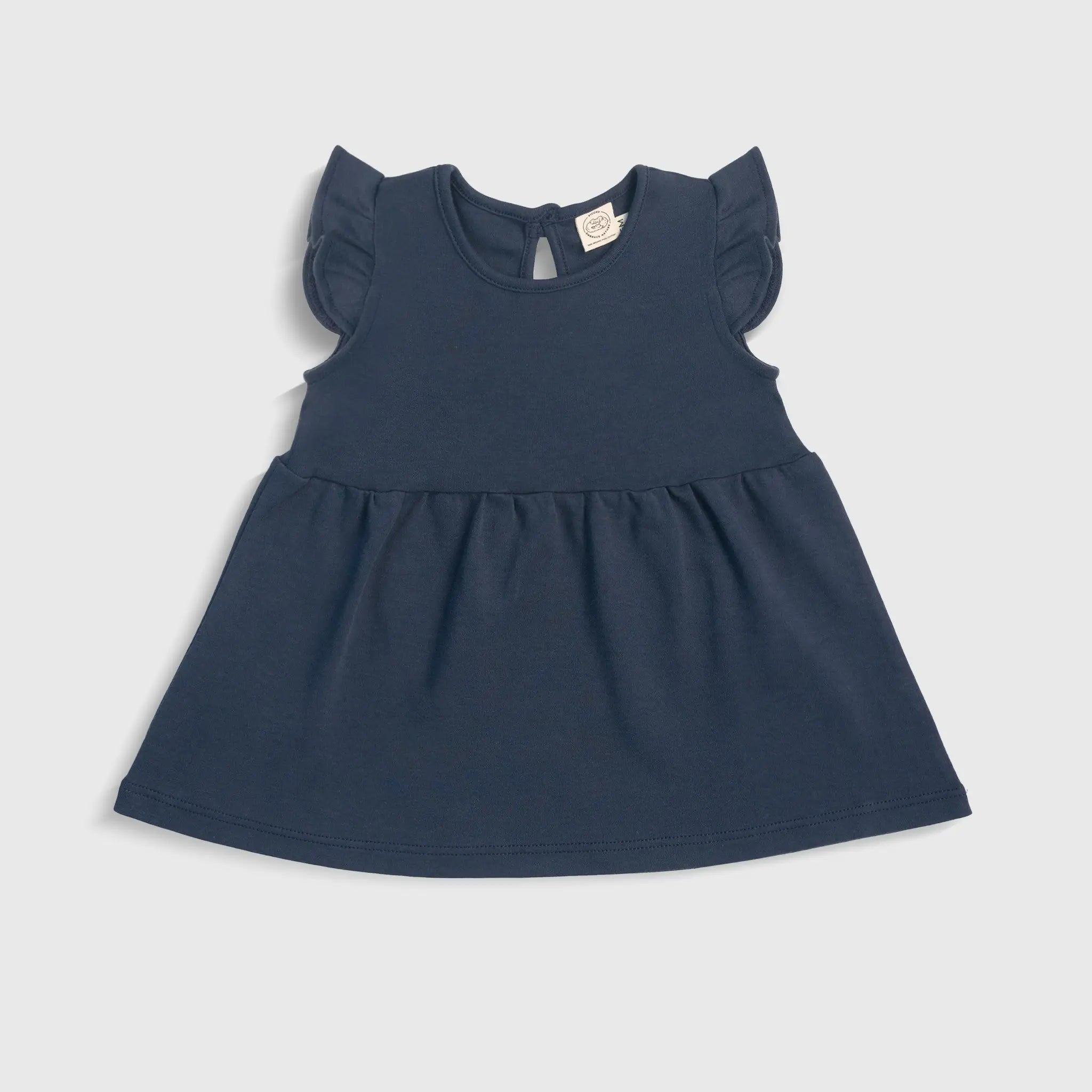 baby girl silky soft dress color navy blue