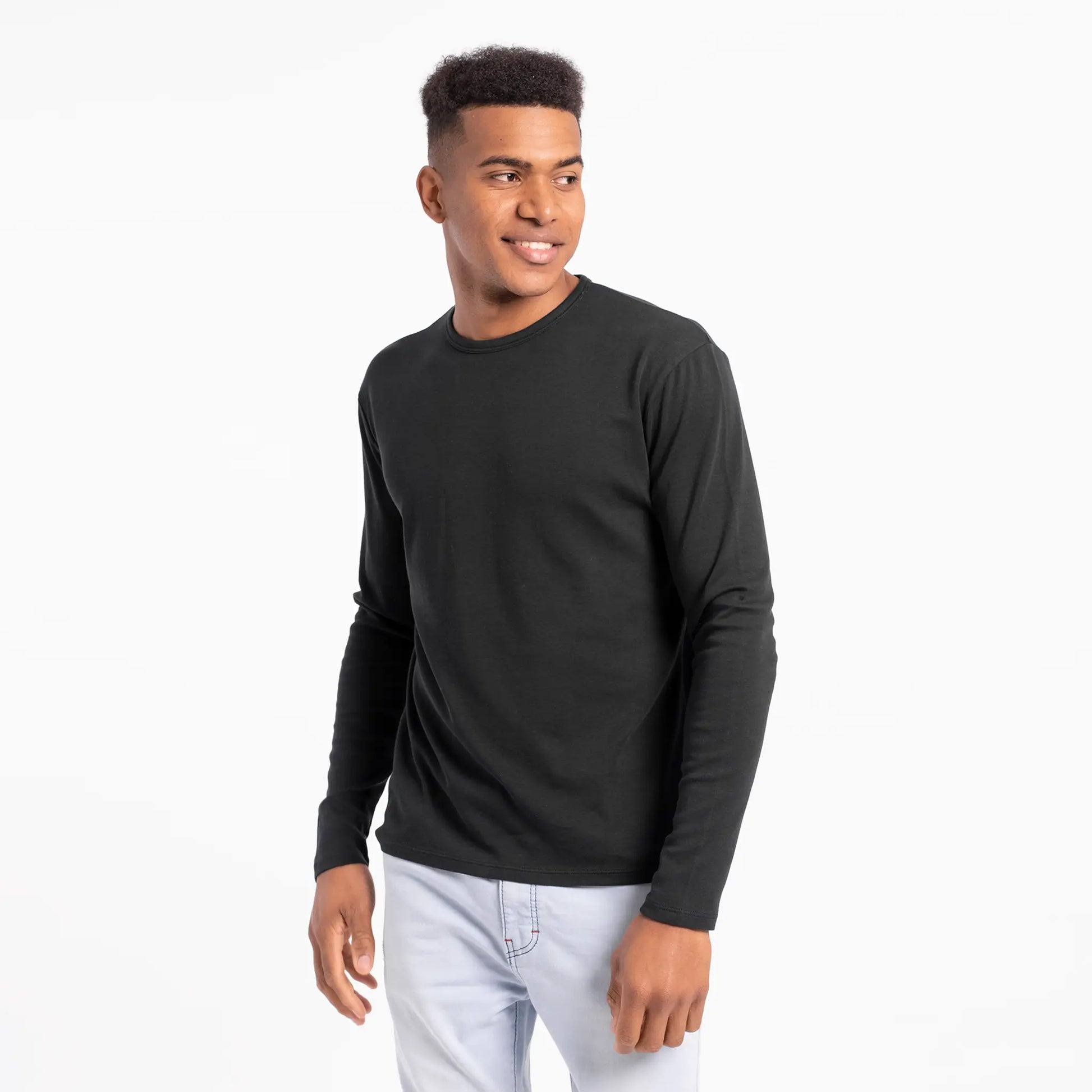 Men's Organic Pima Long Sleeve Cotton T-Shirt color black