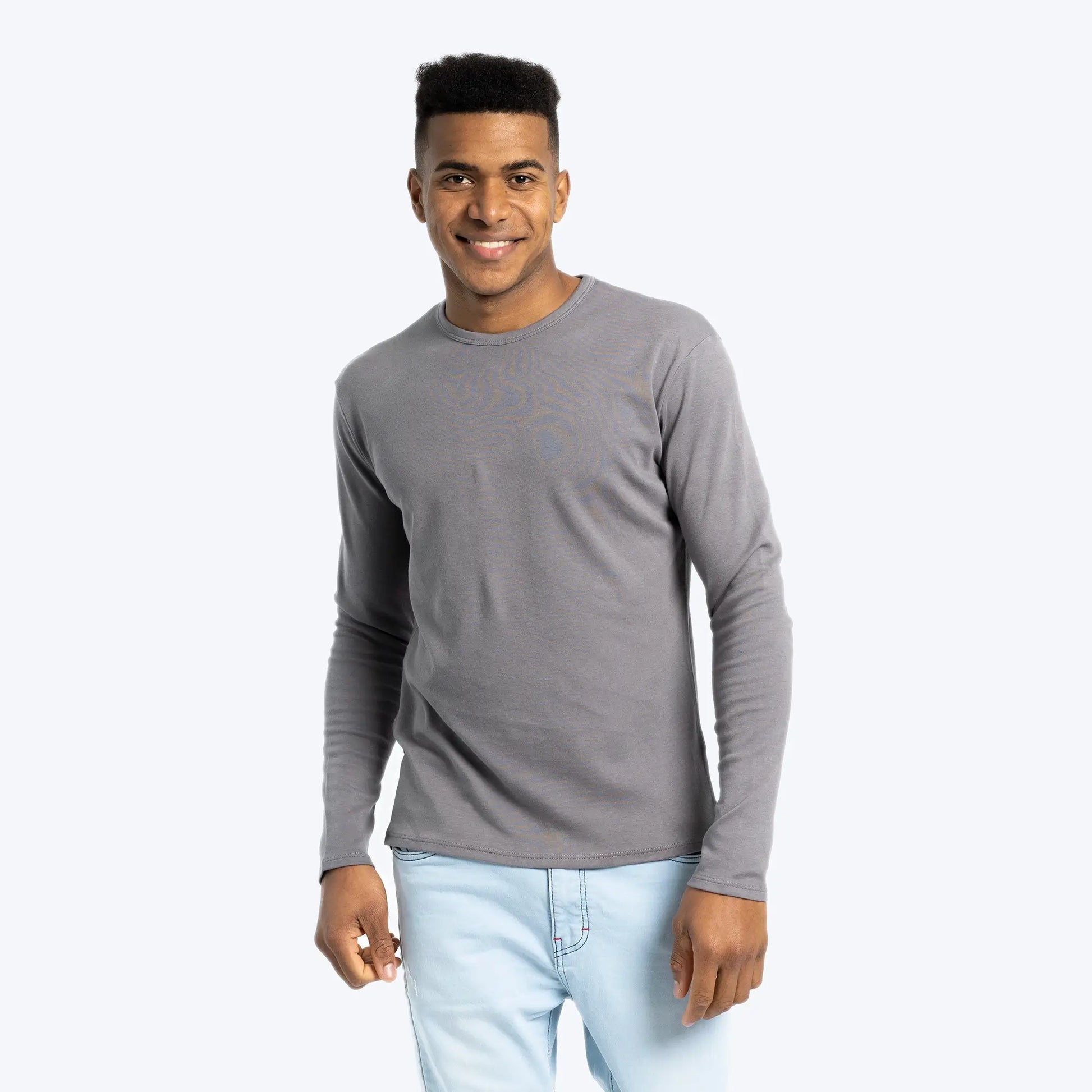 Men's Organic Pima Long Sleeve Cotton T-Shirt color natural gray