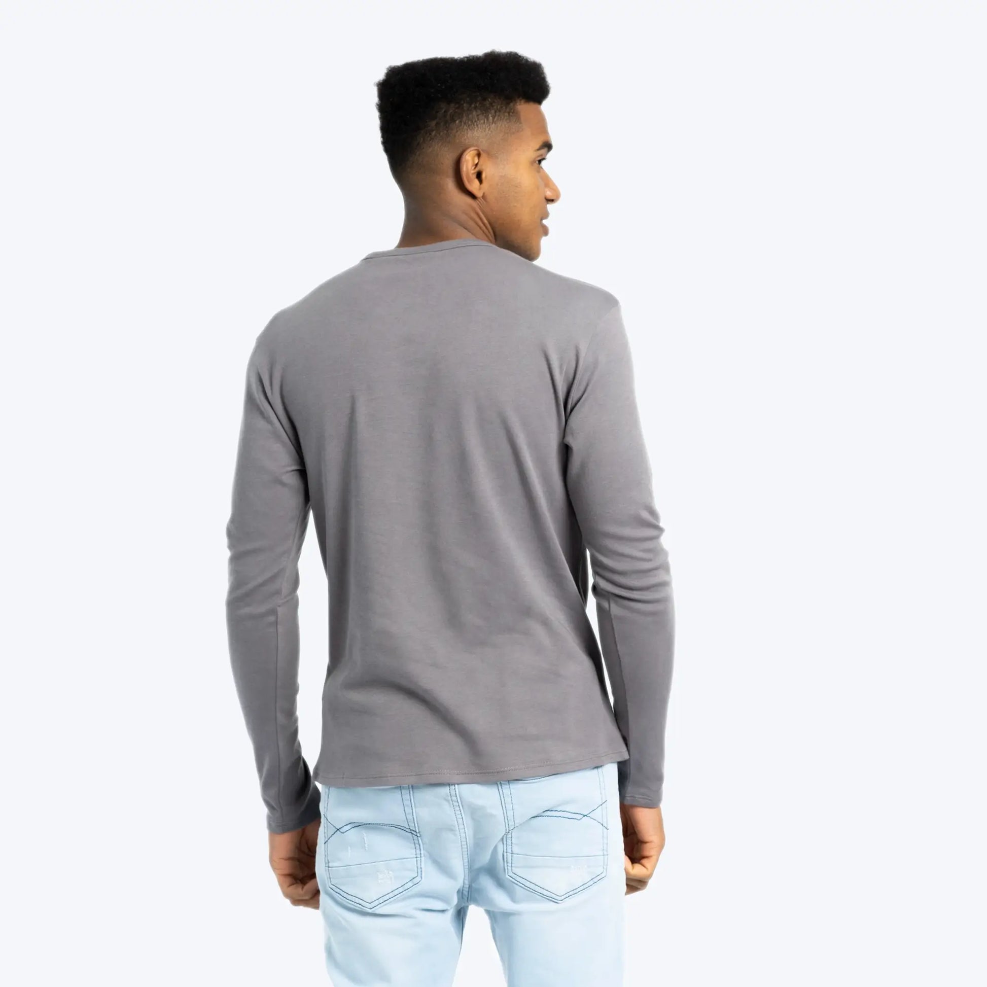 Men's Organic Pima Long Sleeve Cotton T-Shirt color natural gray