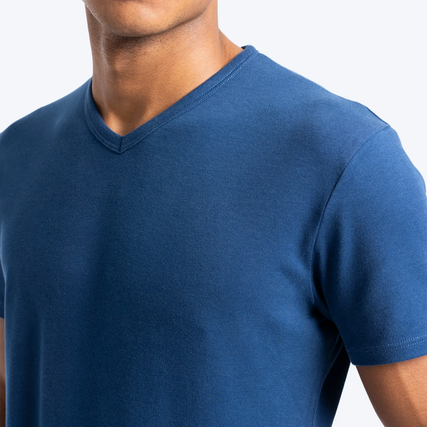 mens biodegradable tshirt vneck color natural blue