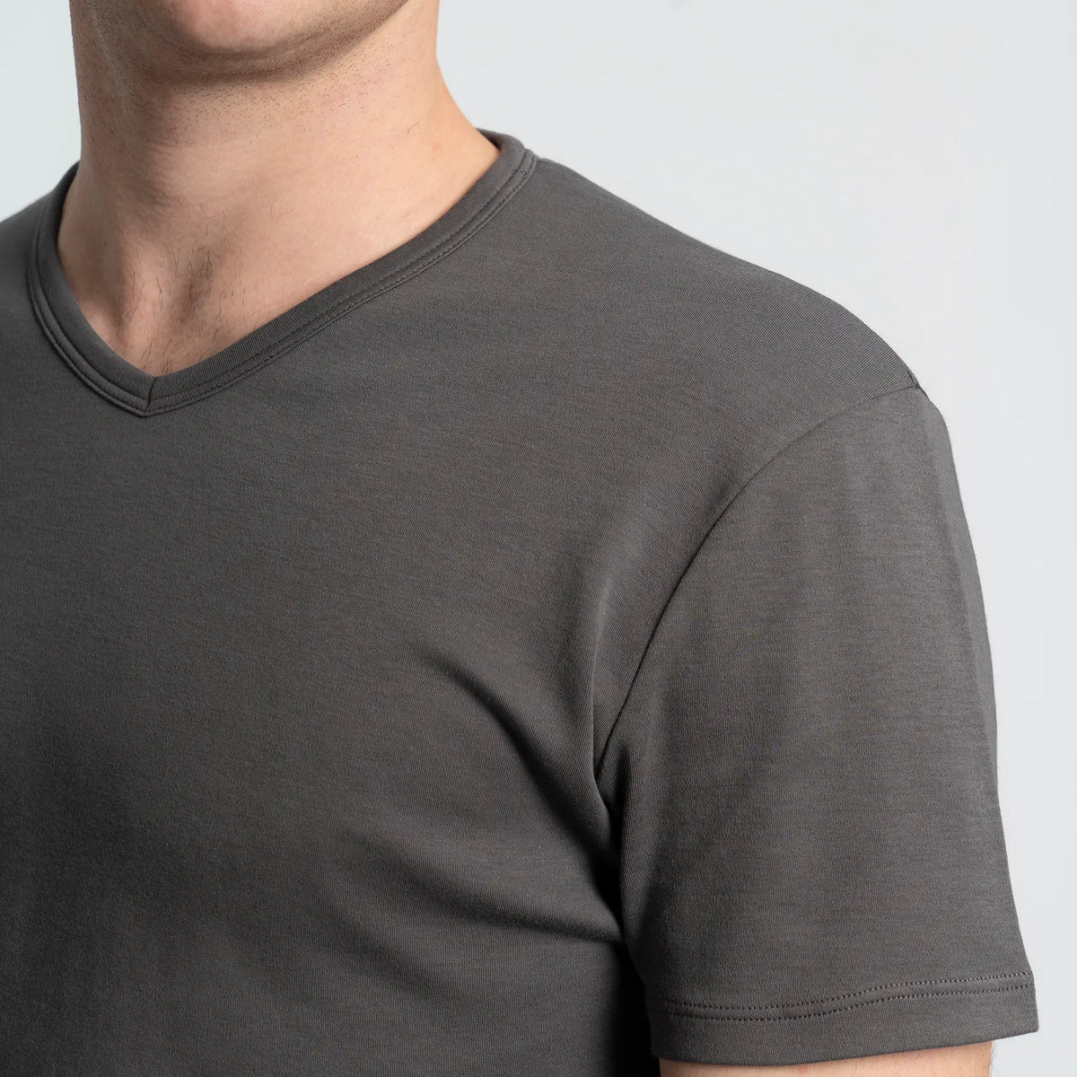 mens comfort tshirt vneck color gray