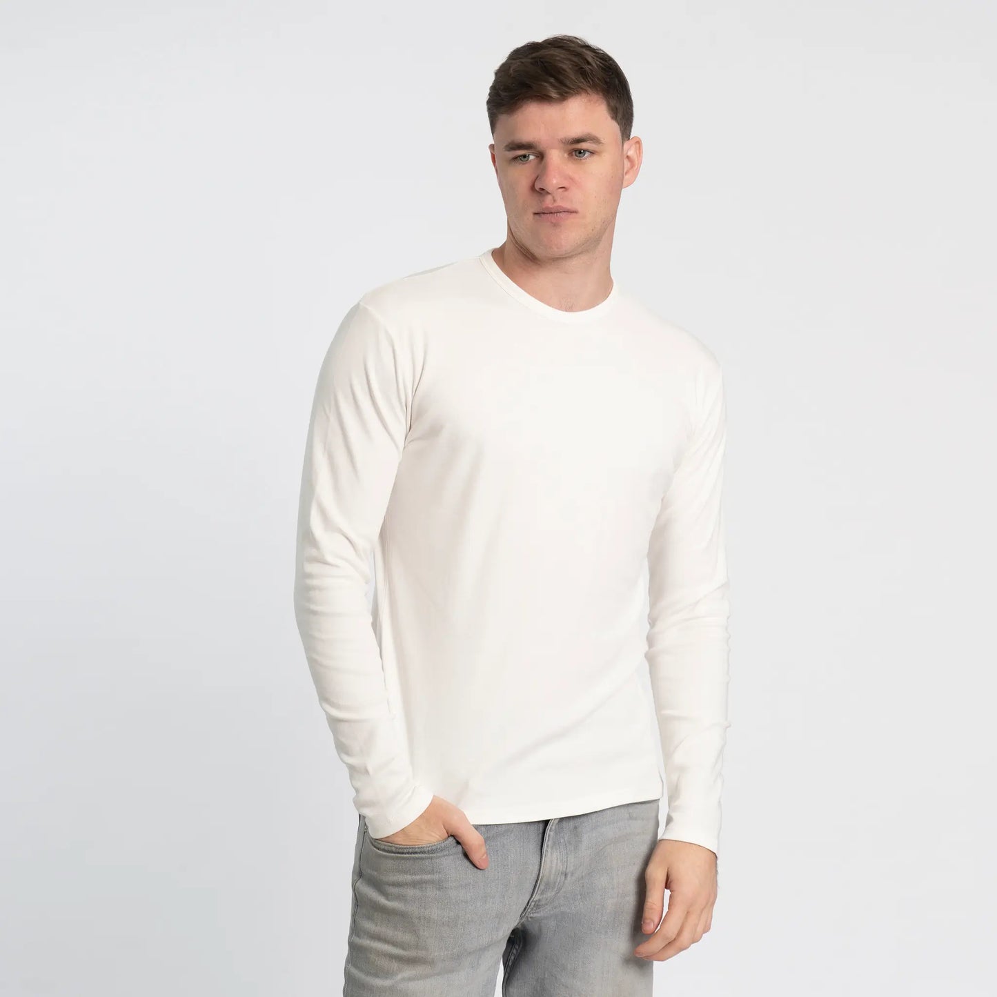 Men's Organic Pima Long Sleeve Cotton T-Shirt color white