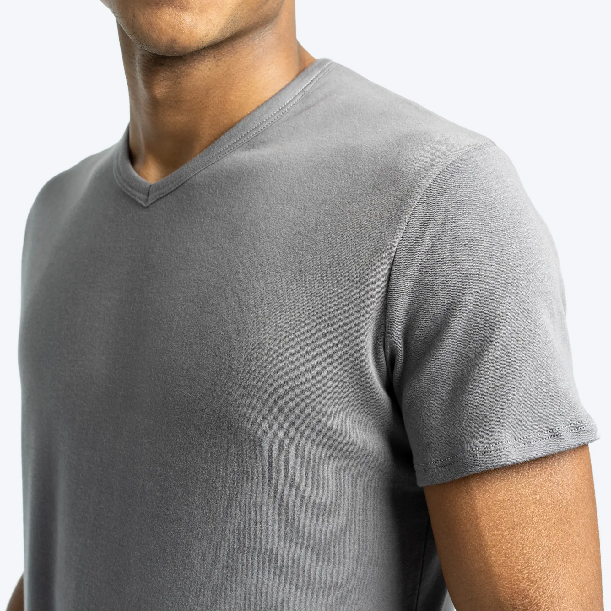 Men's Organic Pima Cotton V-Neck T-Shirt color Natural Gray