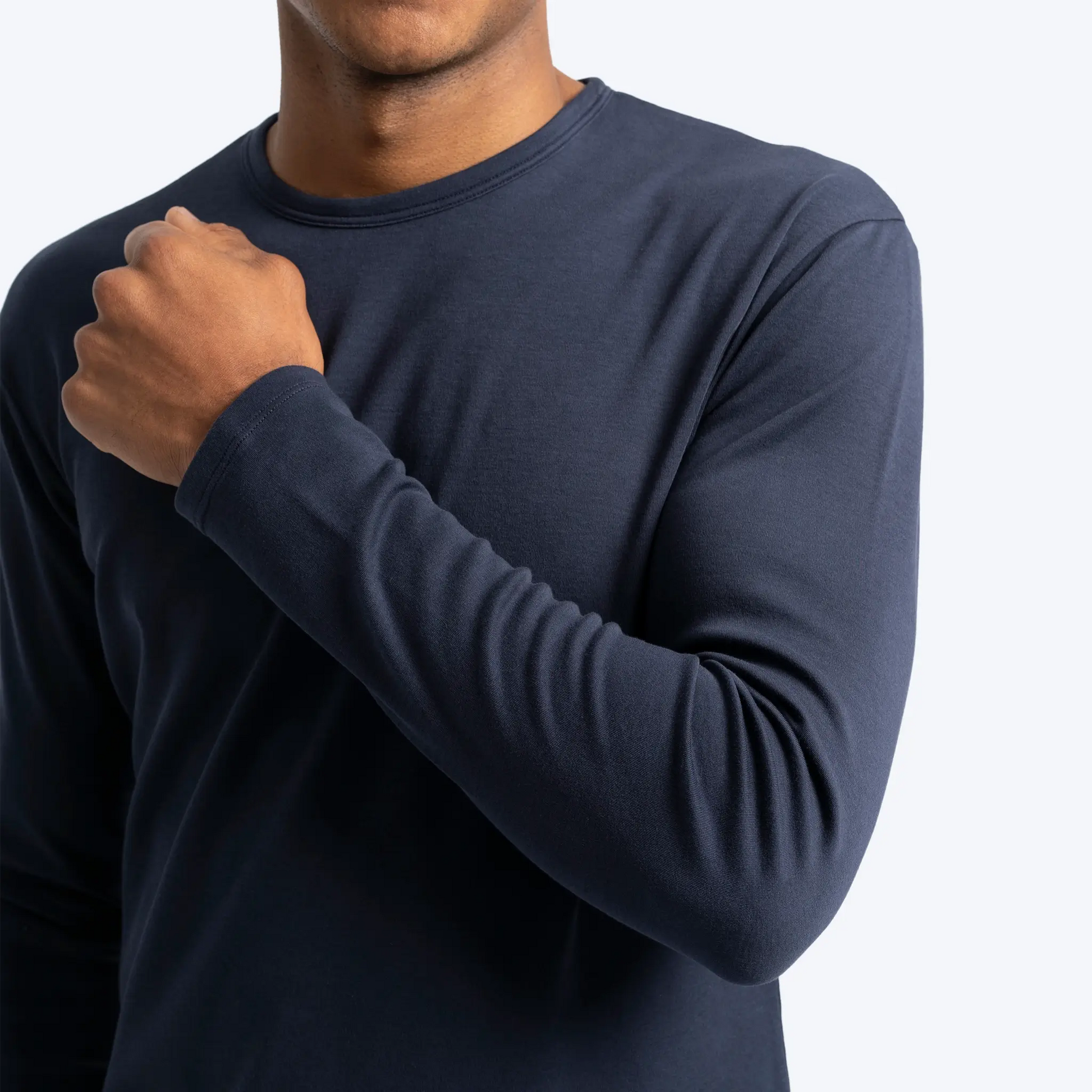 Men's Organic Pima Long Sleeve Cotton T-Shirt color navy blue