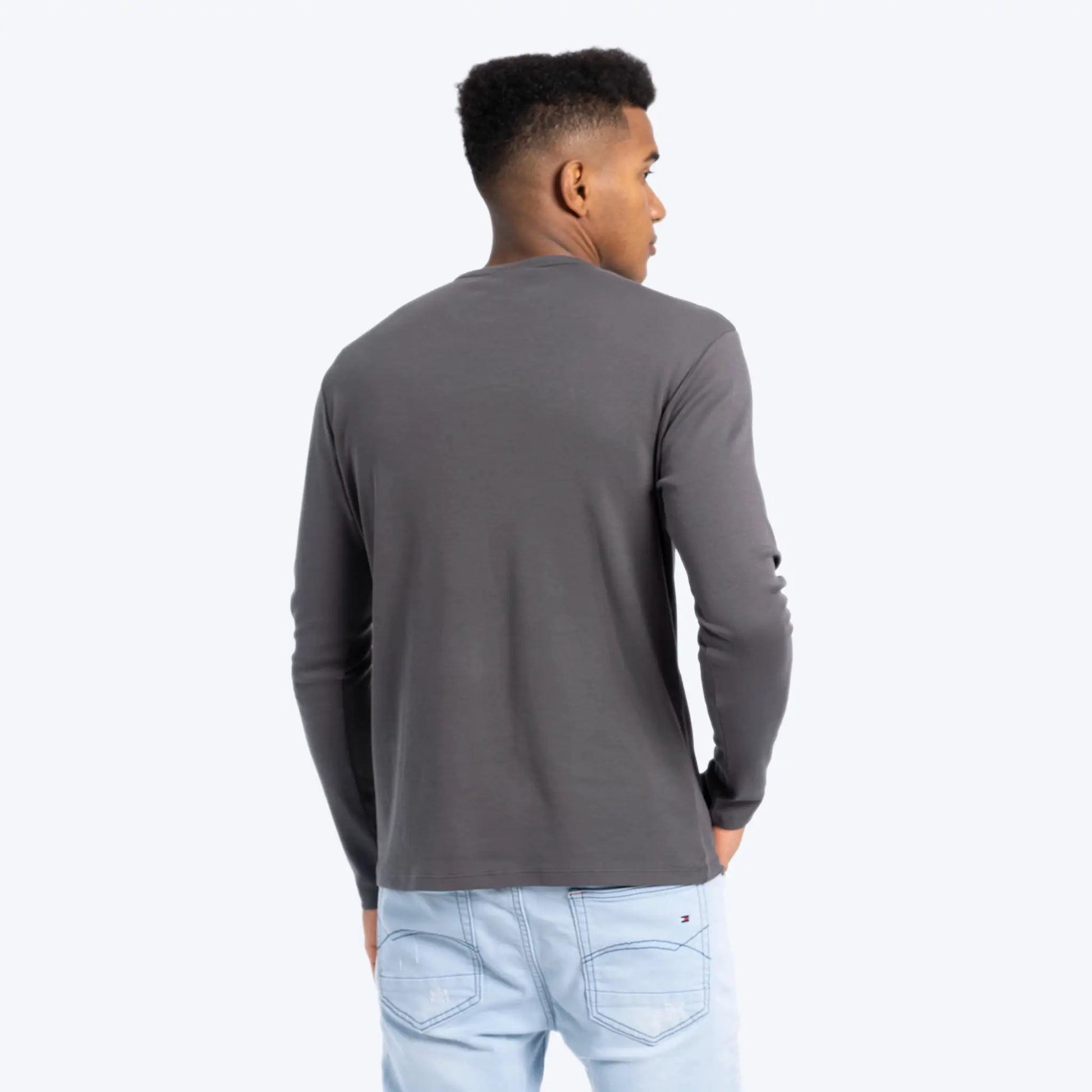 mens eco friendly tshirt long sleeve color gray