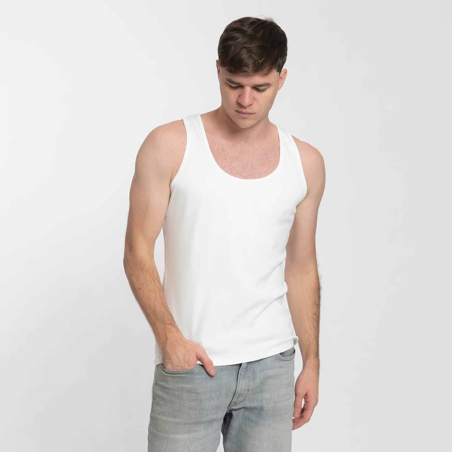 Men's Organic Pima Cotton Singlet color White